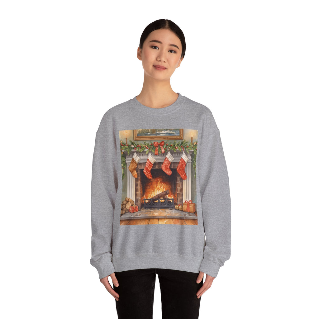 Christmas Stocking Fireplace Unisex Heavy Blend™ Crewneck Sweatshirt