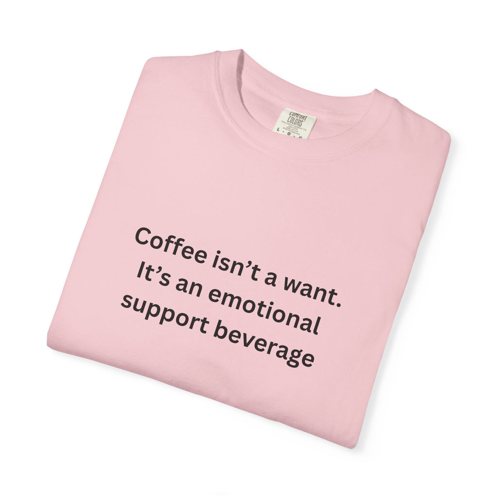 Coffee Support Unisex T-shirt, Emotional Support Beverage Tee, Gift for Coffee Lovers, Casual Wear, Funny Coffee Shirt