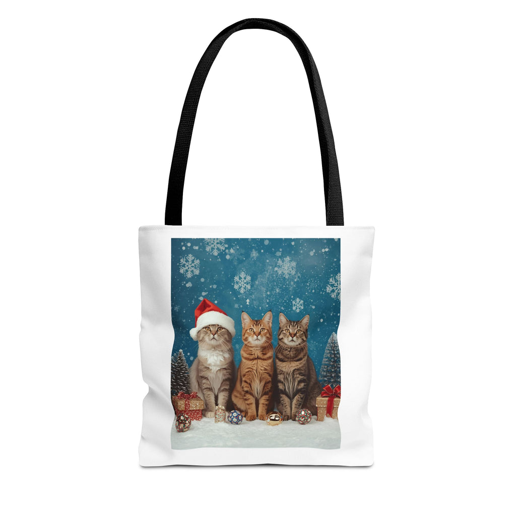 Festive Cat Tote Bag with Holiday Design, Christmas Gift, Cat Lover Bag, Eco-Friendly Shopping Bag, Cute Pet Accessory