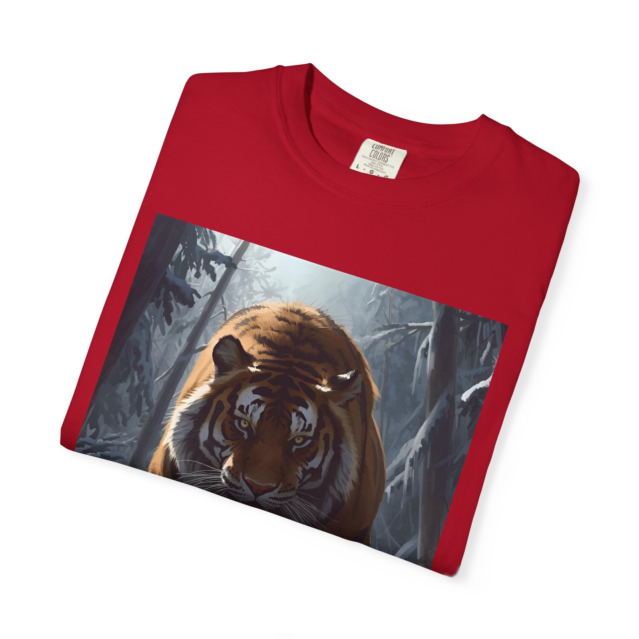 Tiger Roar Snow Unisex T-Shirt, Animal Lover Gift, Wildlife Tee, Casual Wear, Adventure Shirt, Nature Inspired Apparel