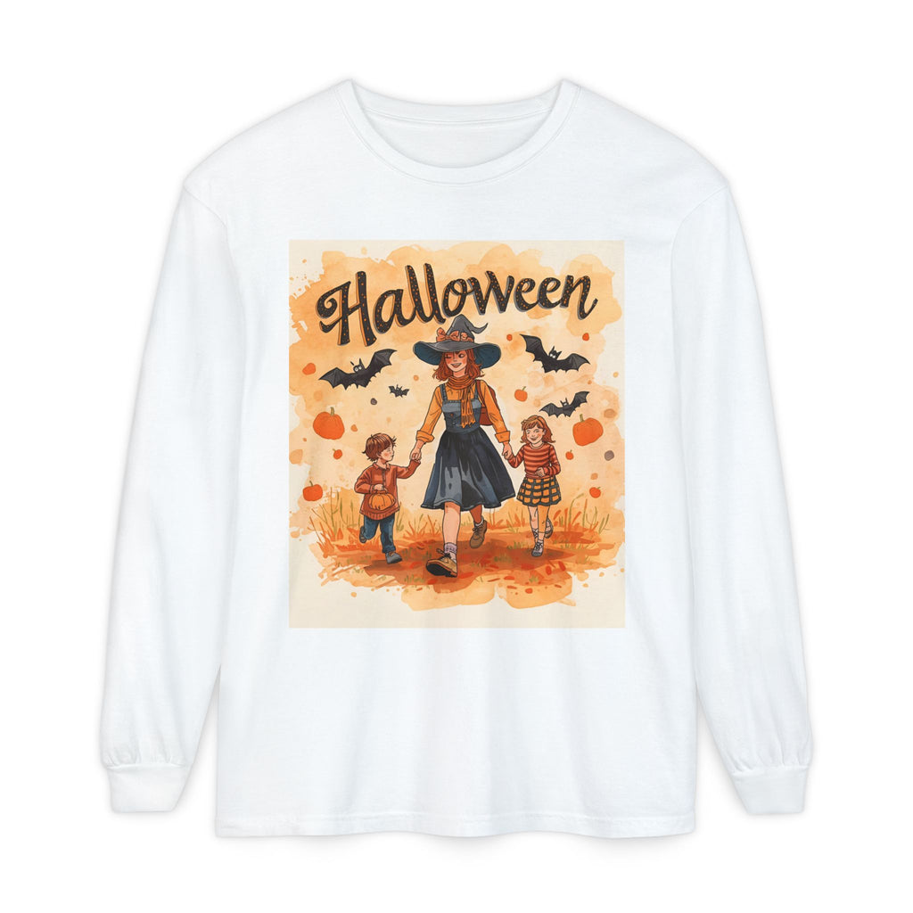 Halloween Themed Mom And Children Unisex Garment-dyed Long Sleeve T-Shirt