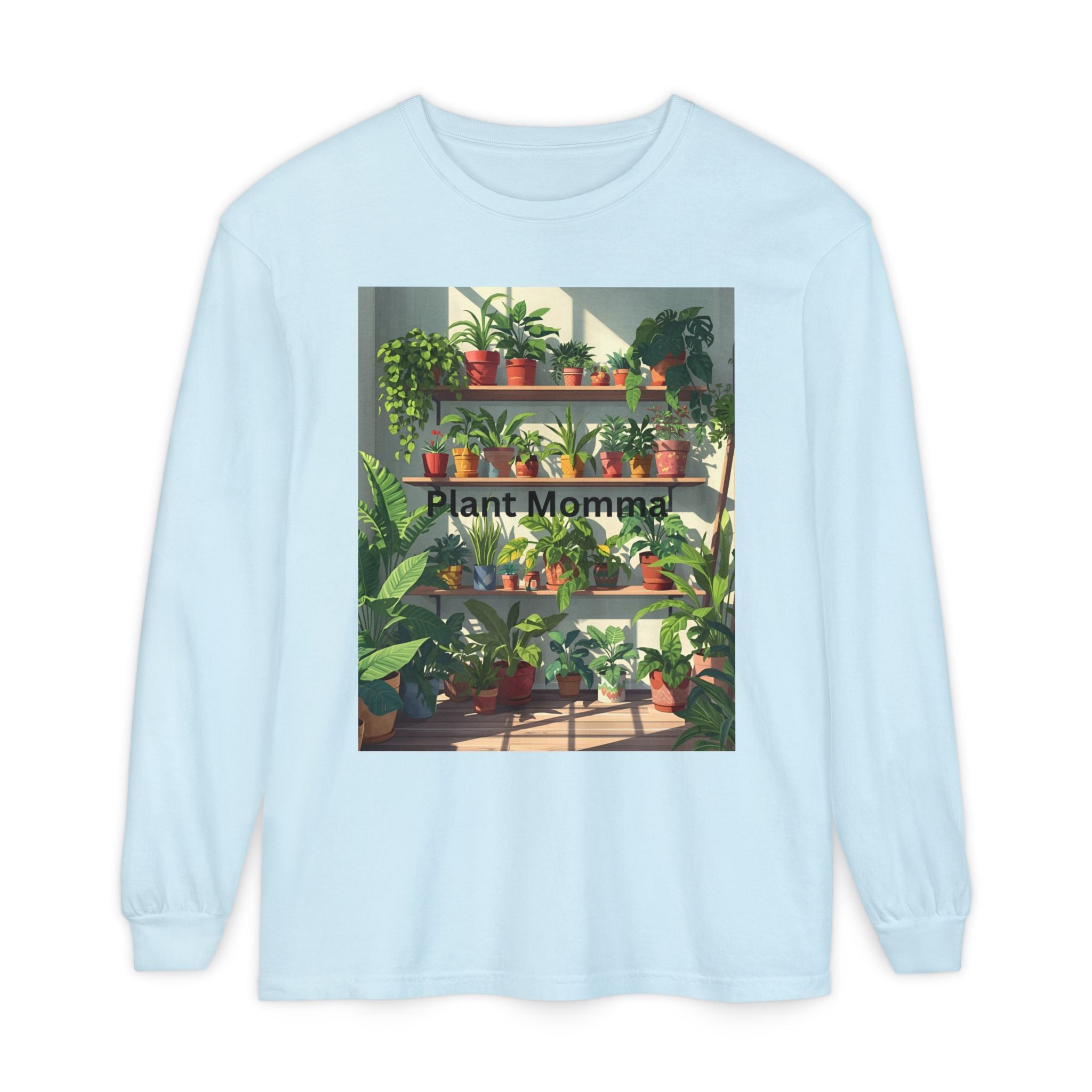 Plant Momma Long Sleeve T-Shirt, Perfect for Plant Lovers, Gardening Gifts, Eco-friendly Fashion, Casual Wear, Spring Celebrations