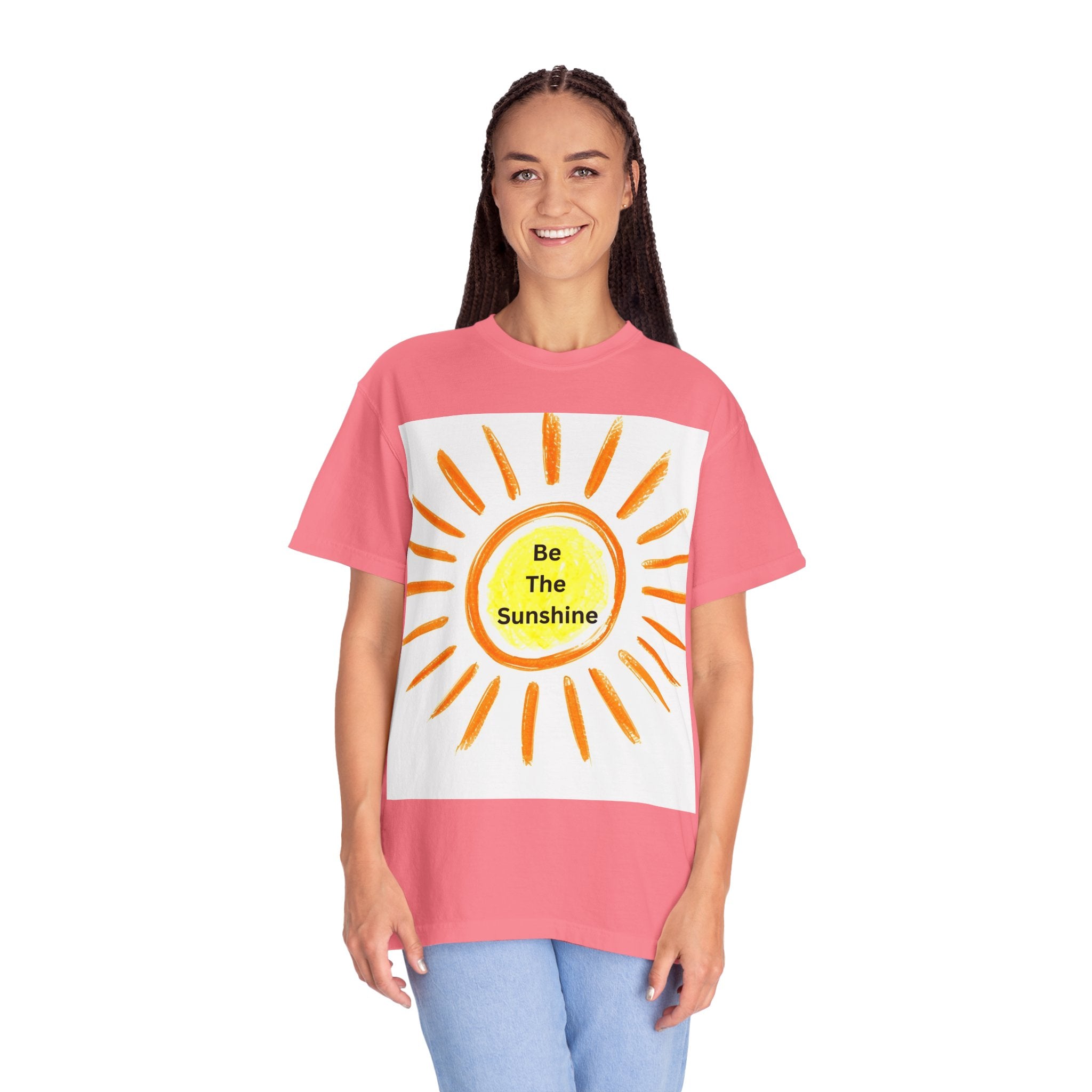 Be The Sunshine Unisex Garment-Dyed T-shirt, Summer Tee, Gift for Her, Cheerful Graphic Shirt, Fun Casual Wear, Sunshine Lover Apparel