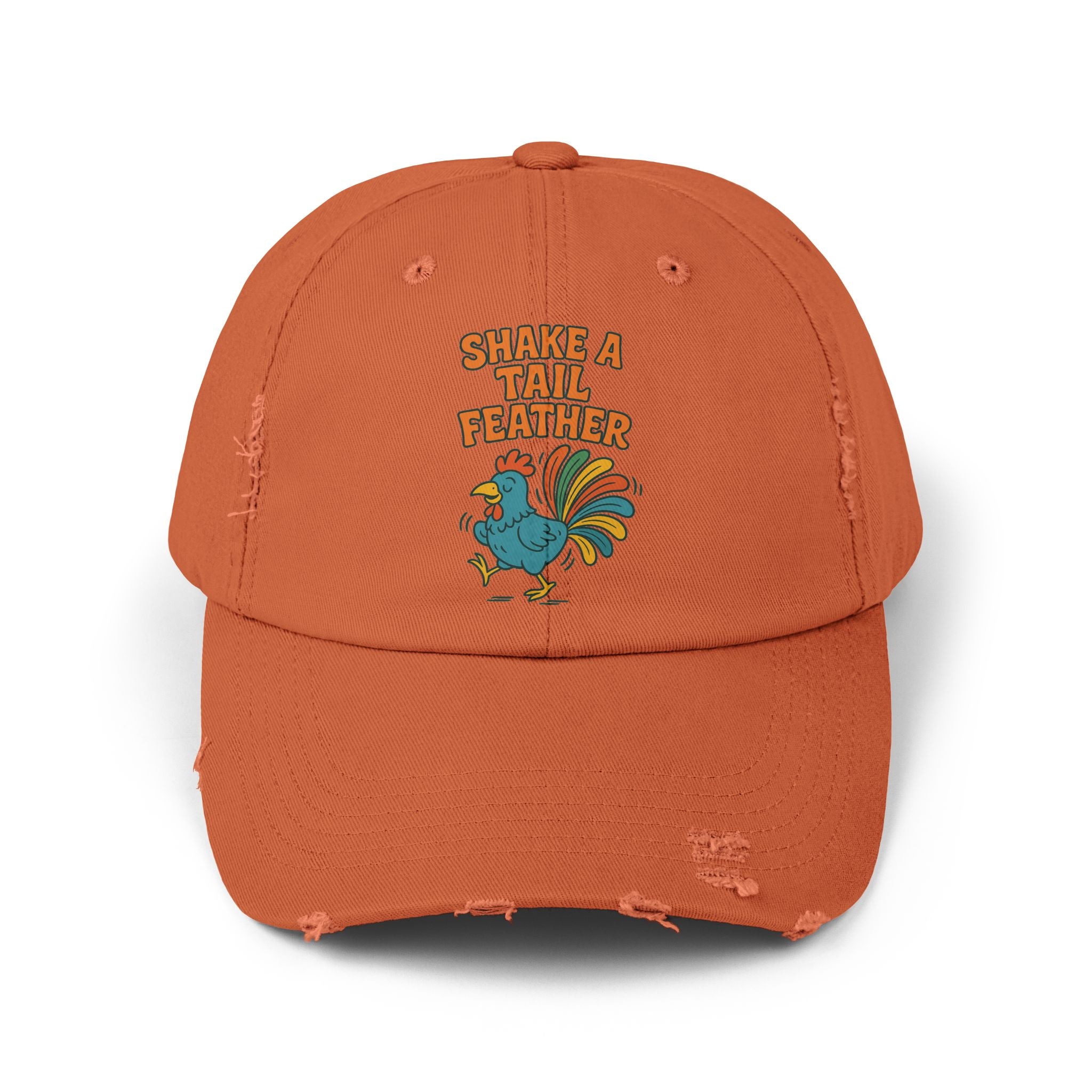 Rooster Funny Shake A Tail Feather Unisex Distressed Cap