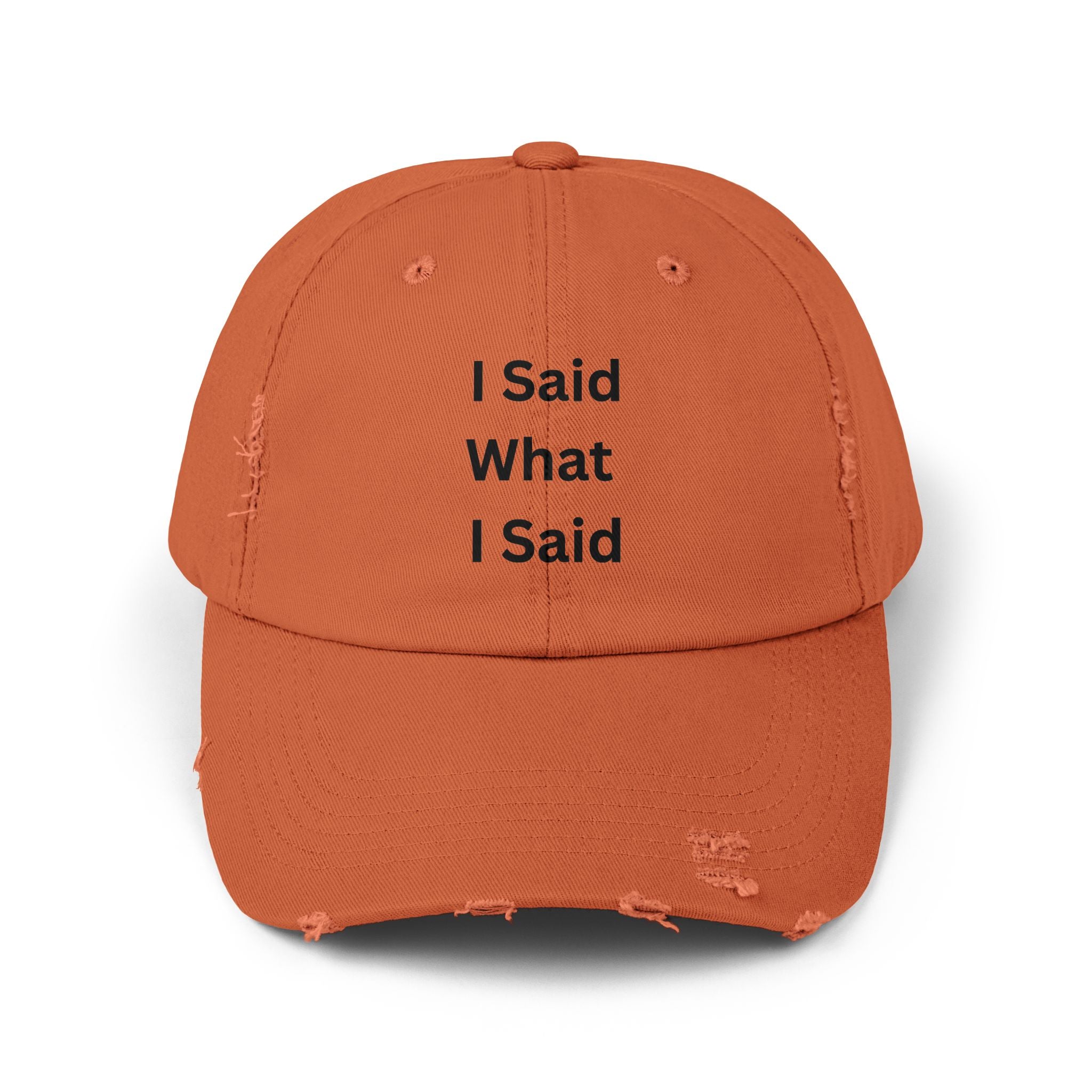 Casual Distressed Cap with 'I Said What I Said' Text, Unisex Dad Hat, Trendy Cap, Gift for Friends, Everyday Wear, Fashion Accessory