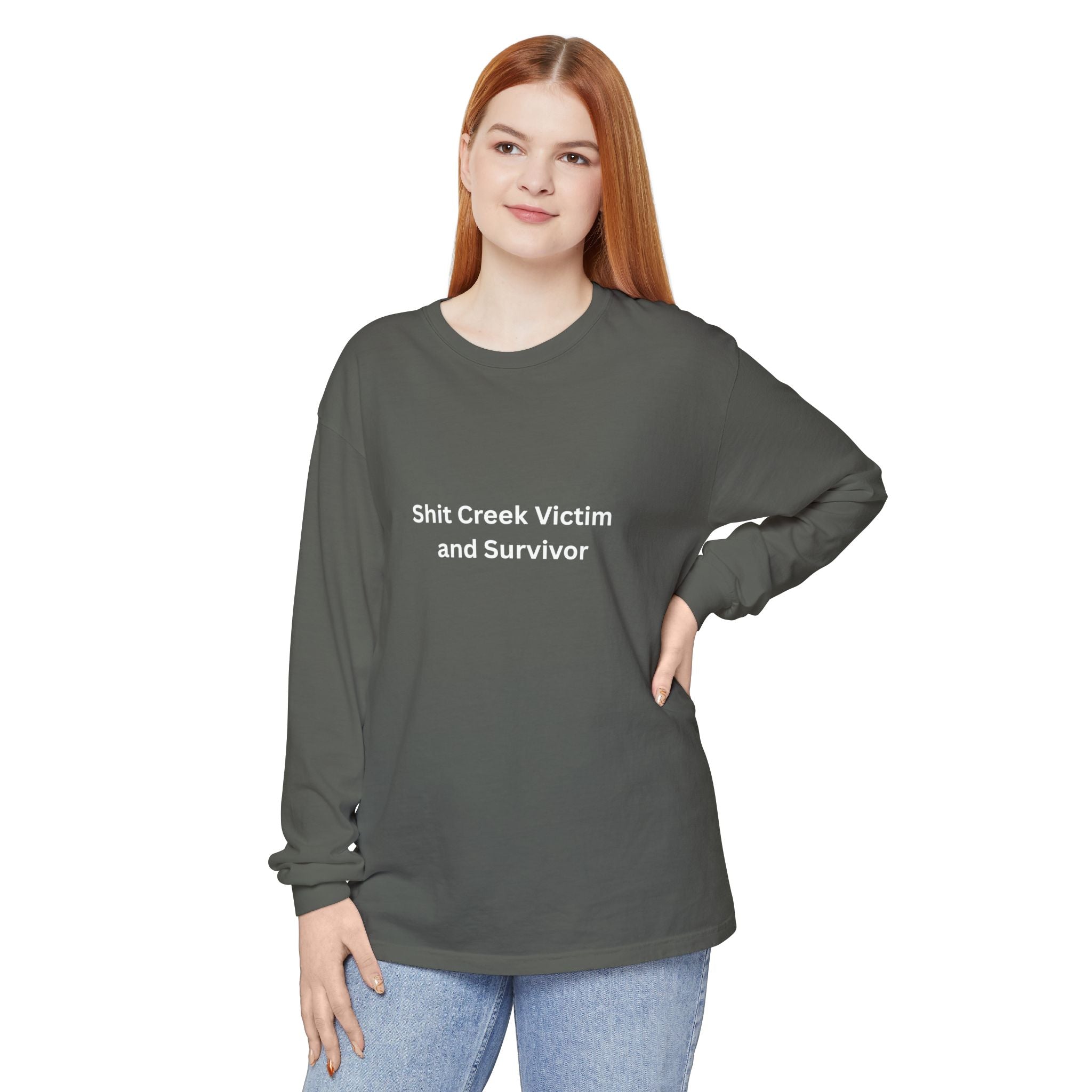 Shit Creek Survivor Long Sleeve T-Shirt, Funny Gift, Casual Wear, Humor Shirt, Birthday Gift, Unisex Apparel