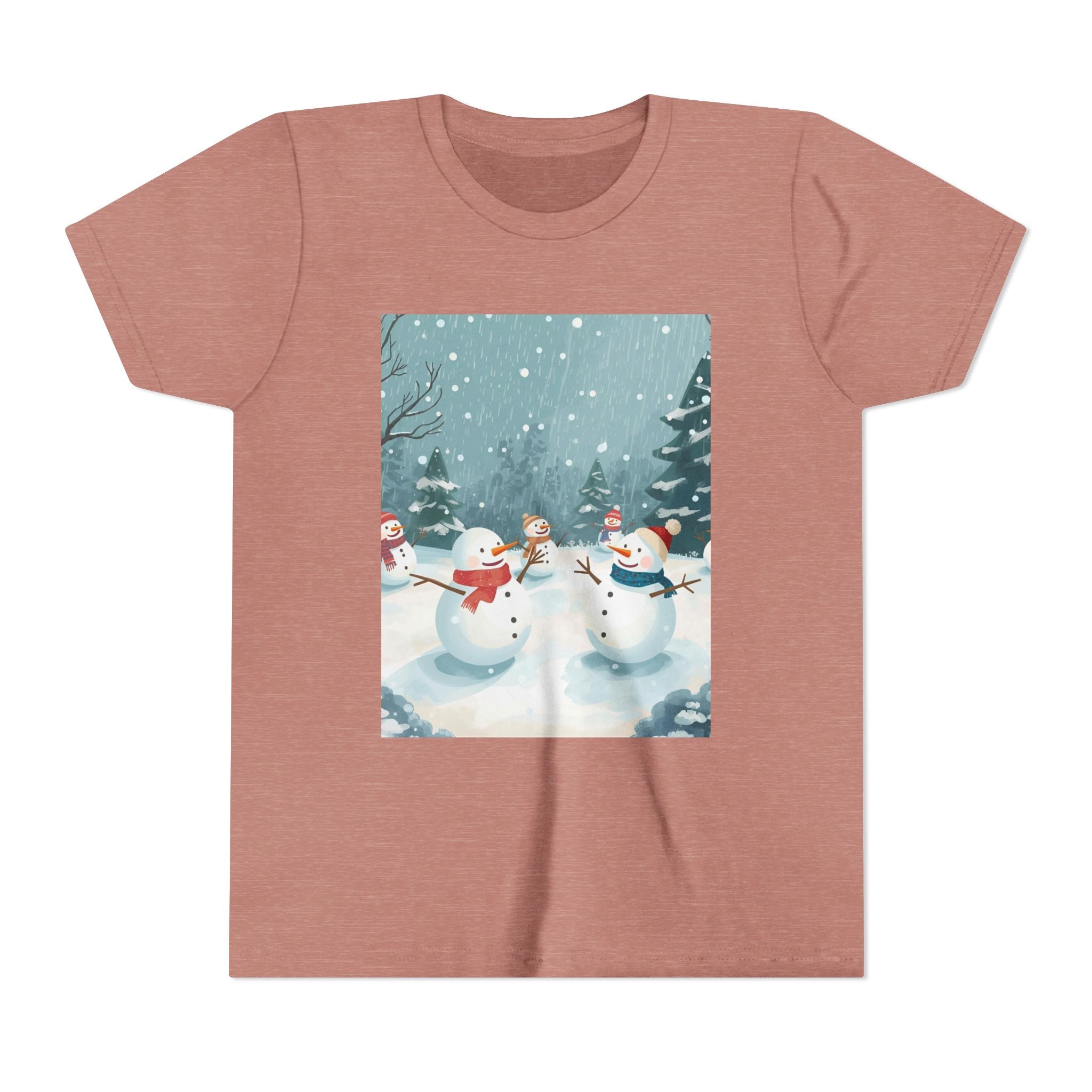 Festive Christmas Snowman Youth Short Sleeve Tee