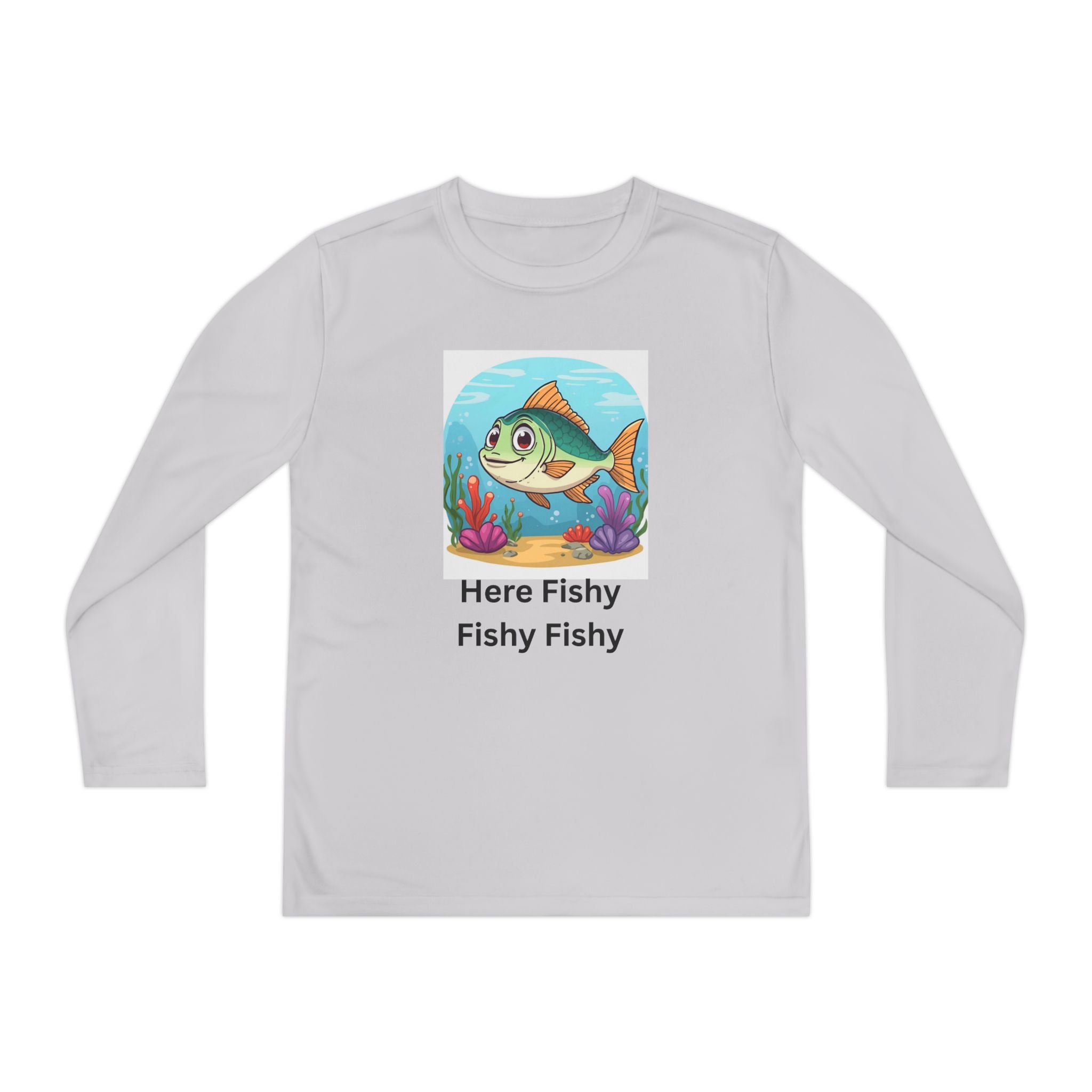 Here Fishy Fishy Fishy Youth Long Sleeve Competitor Tee