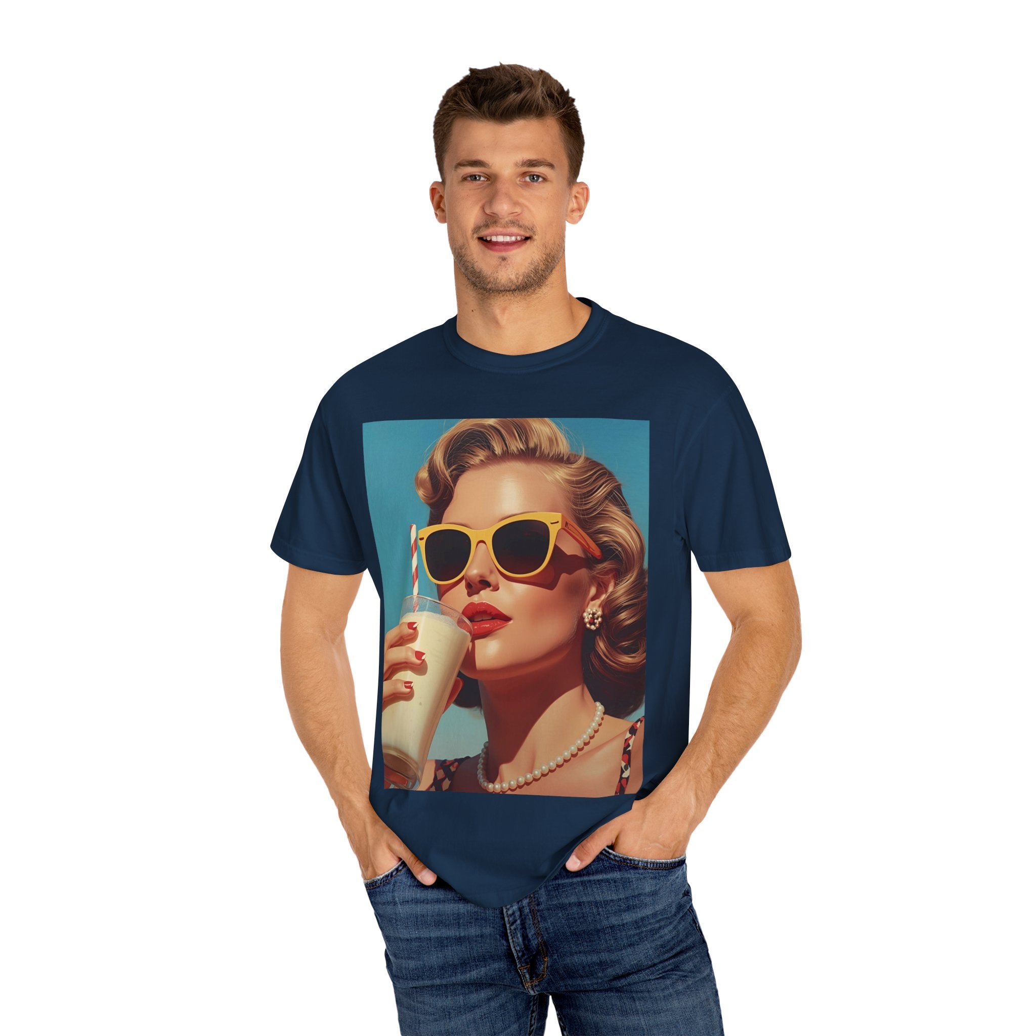 Retro Pop Art Summer Vibe T-shirt | Unisex Garment-Dyed Tee, Vintage Style Shirt, Trendy Summer Wear, Perfect Gift for Her, Casual Everyday Top