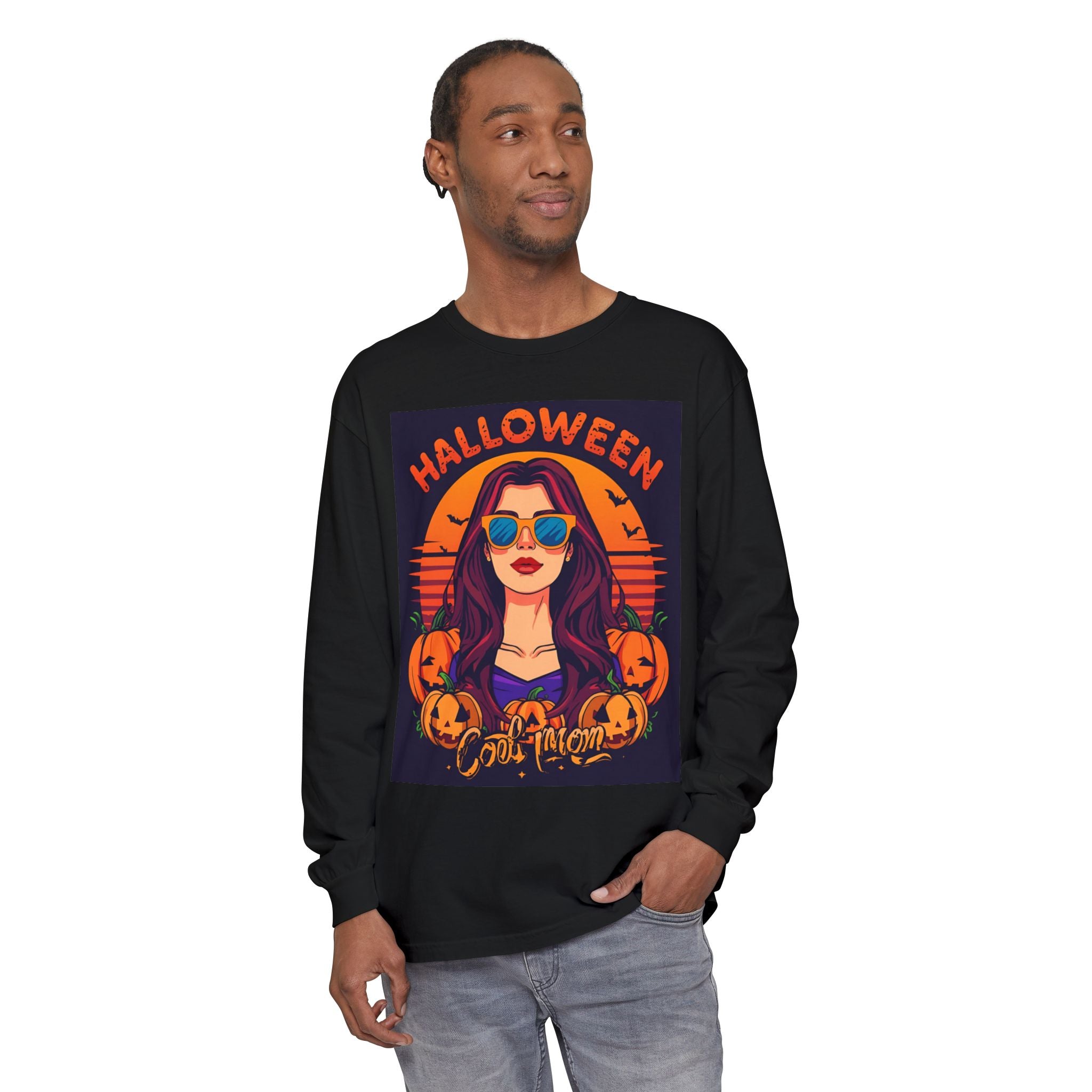 Halloween Themed Unisex Garment-dyed Long Sleeve T-Shirt