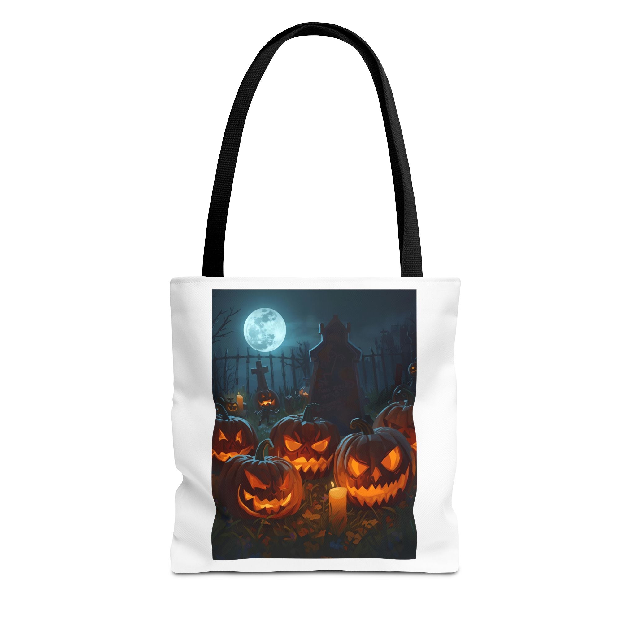 Spooky Halloween Pumpkin Tote Bag, Trick or Treat Bag, Pumpkins and Moon Design, Fall Festival Accessory, Scary Gift for Halloween