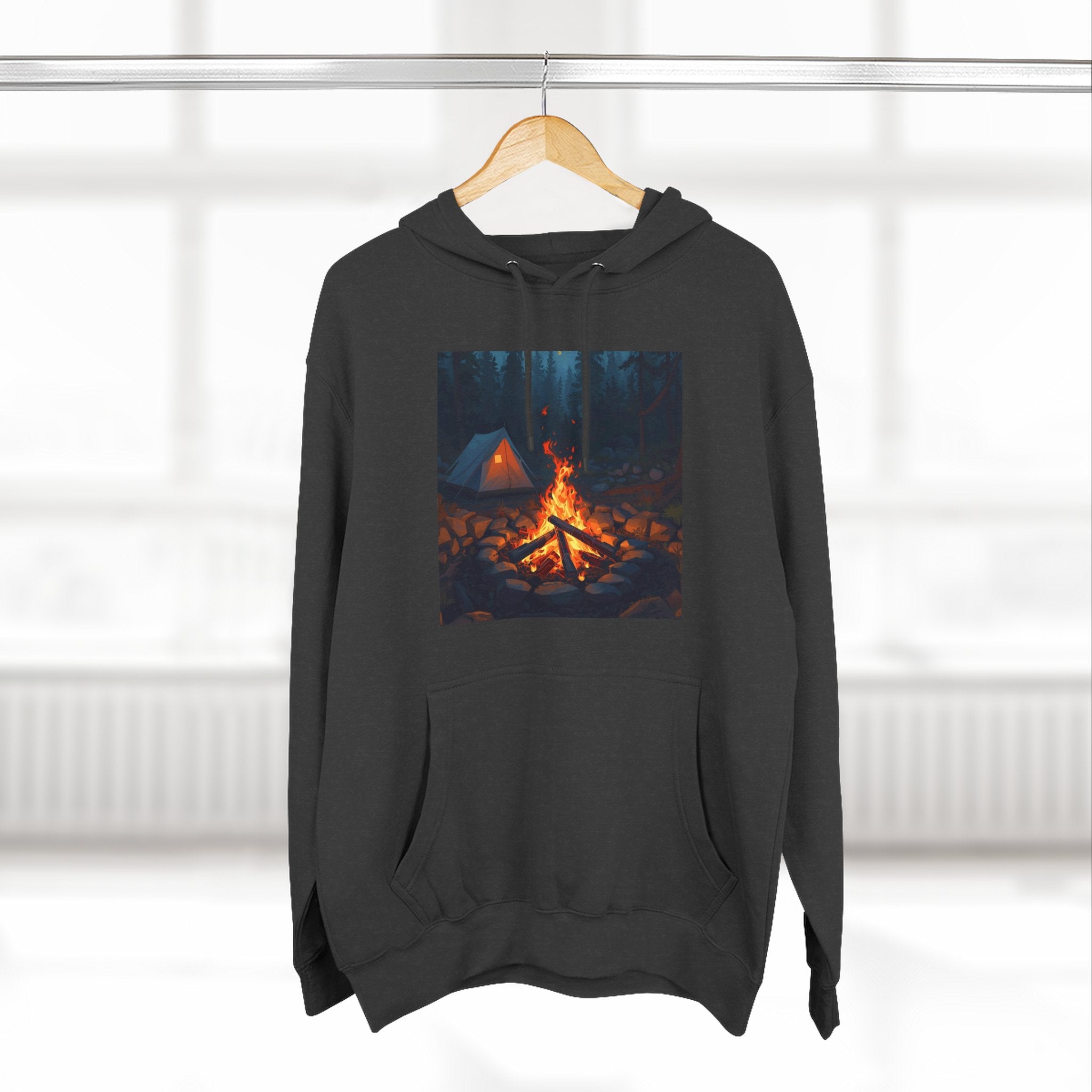Cozy Campfire Fleece Hoodie, Outdoor Adventure Sweatshirt, Camping Gift, Warm Hoodie, Nature Lover Apparel
