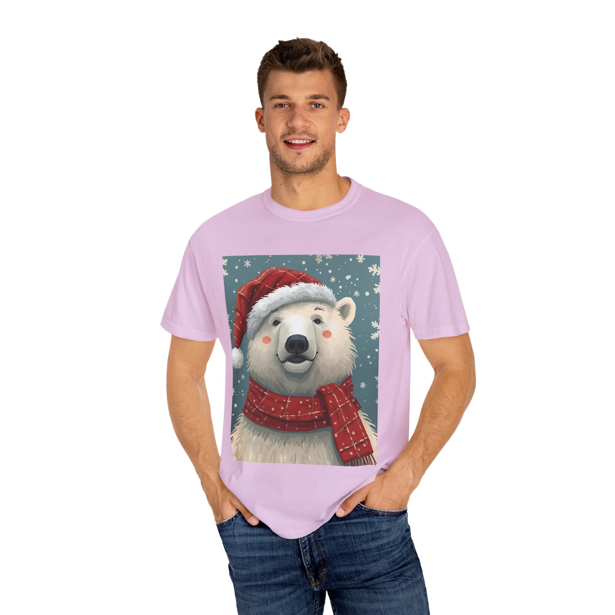 Festive Polar Bear T-Shirt, Christmas Tee, Winter Apparel, Holiday Shirt, Gift Idea, Unisex Graphic Tee