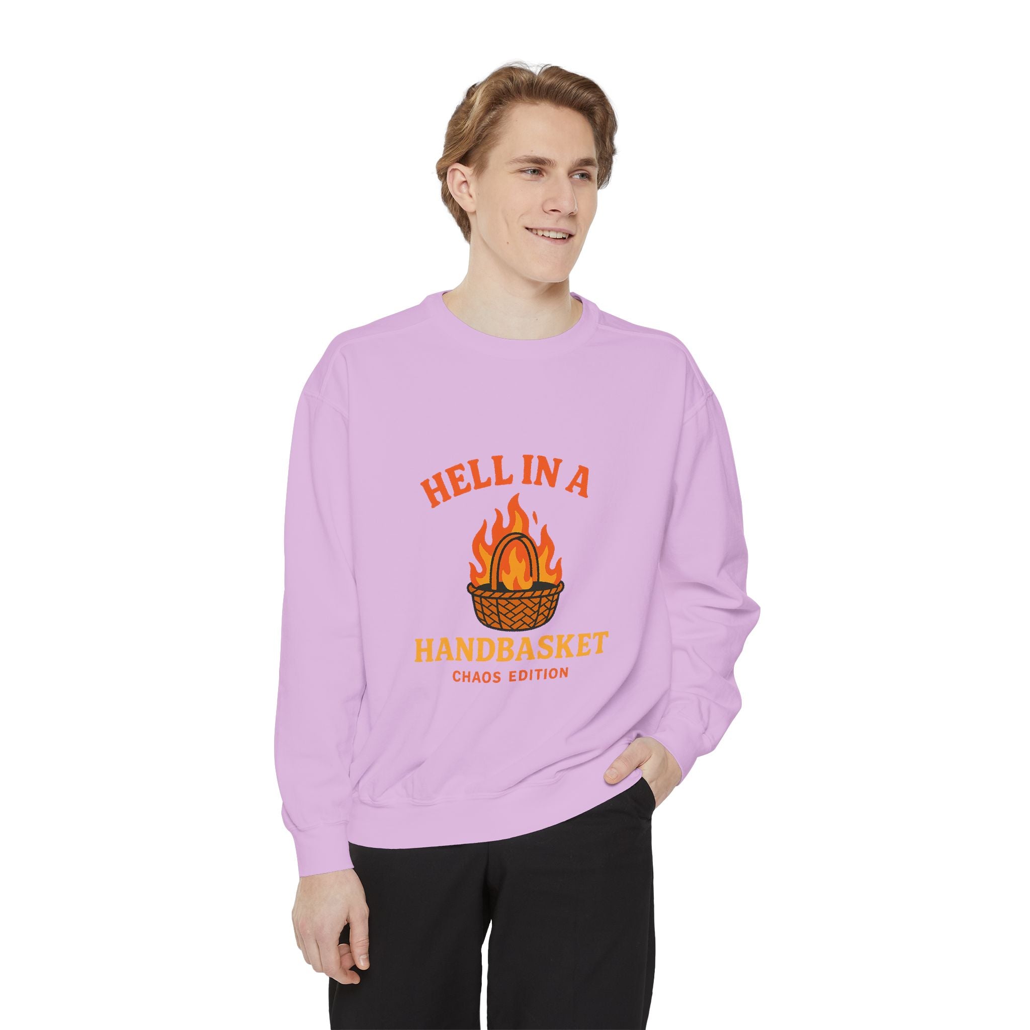 Hell In A Handbasket Funny Unisex Garment-Dyed Sweatshirt