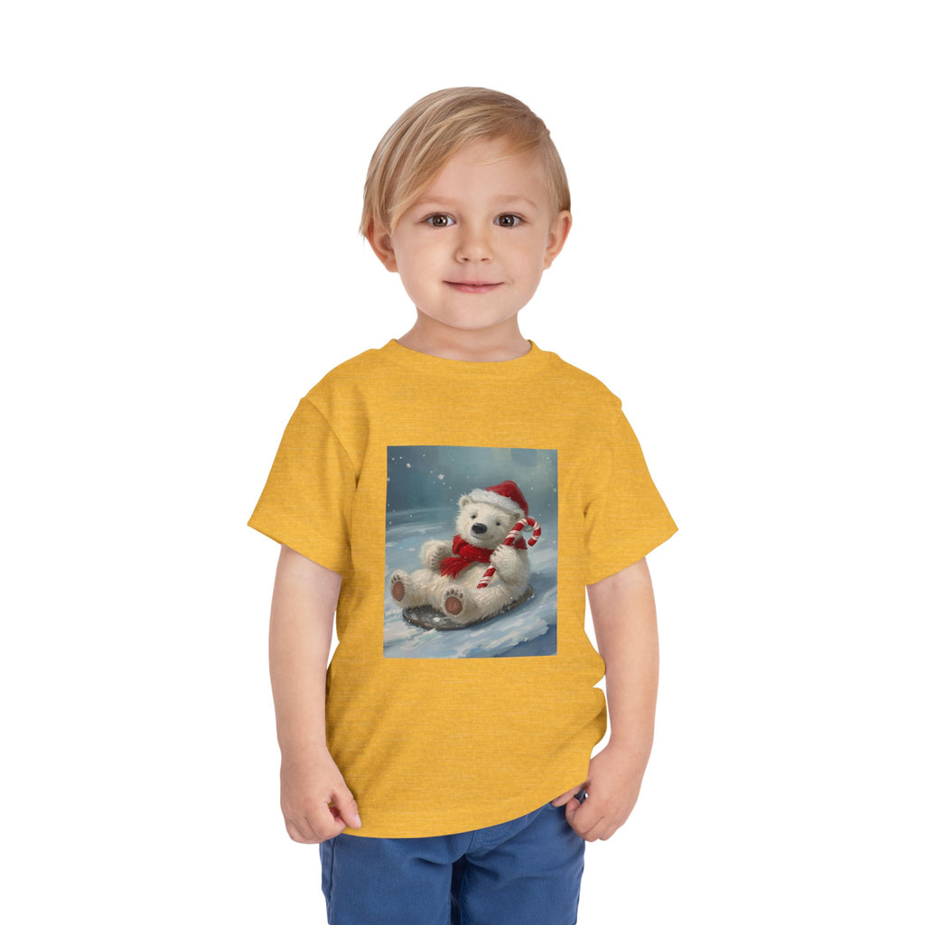 Cute Christmas Bear Toddler Short Sleeve Tee