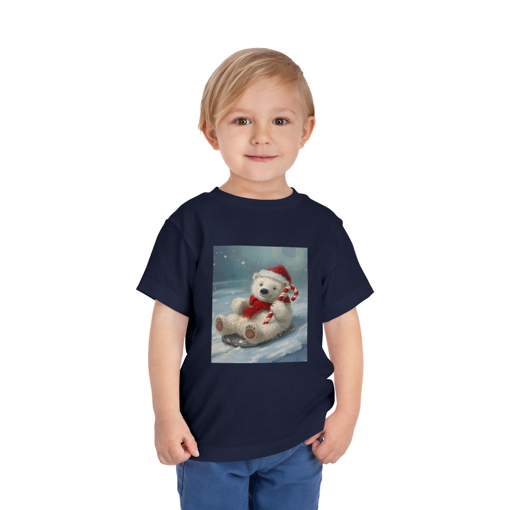 Cute Christmas Bear Toddler Short Sleeve Tee