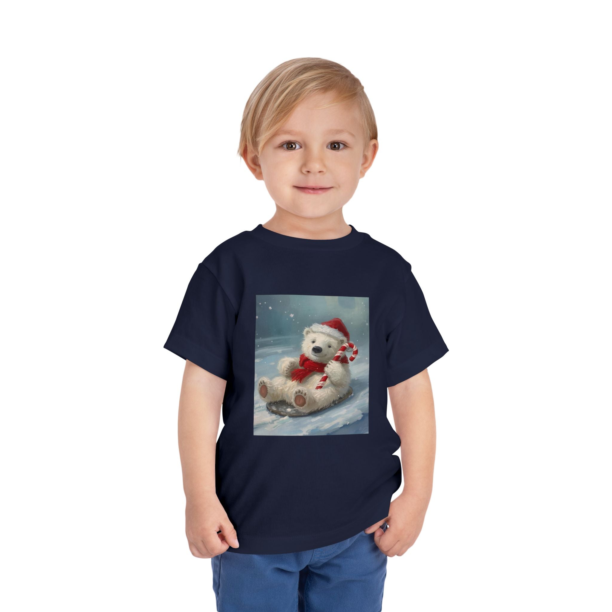 Cute Christmas Bear Toddler Short Sleeve Tee