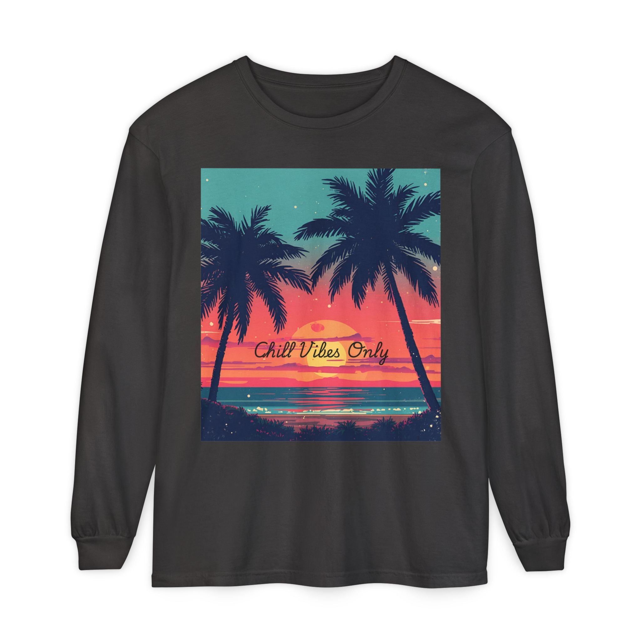 Tropical Sunset Unisex Garment-dyed Long Sleeve T-Shirt