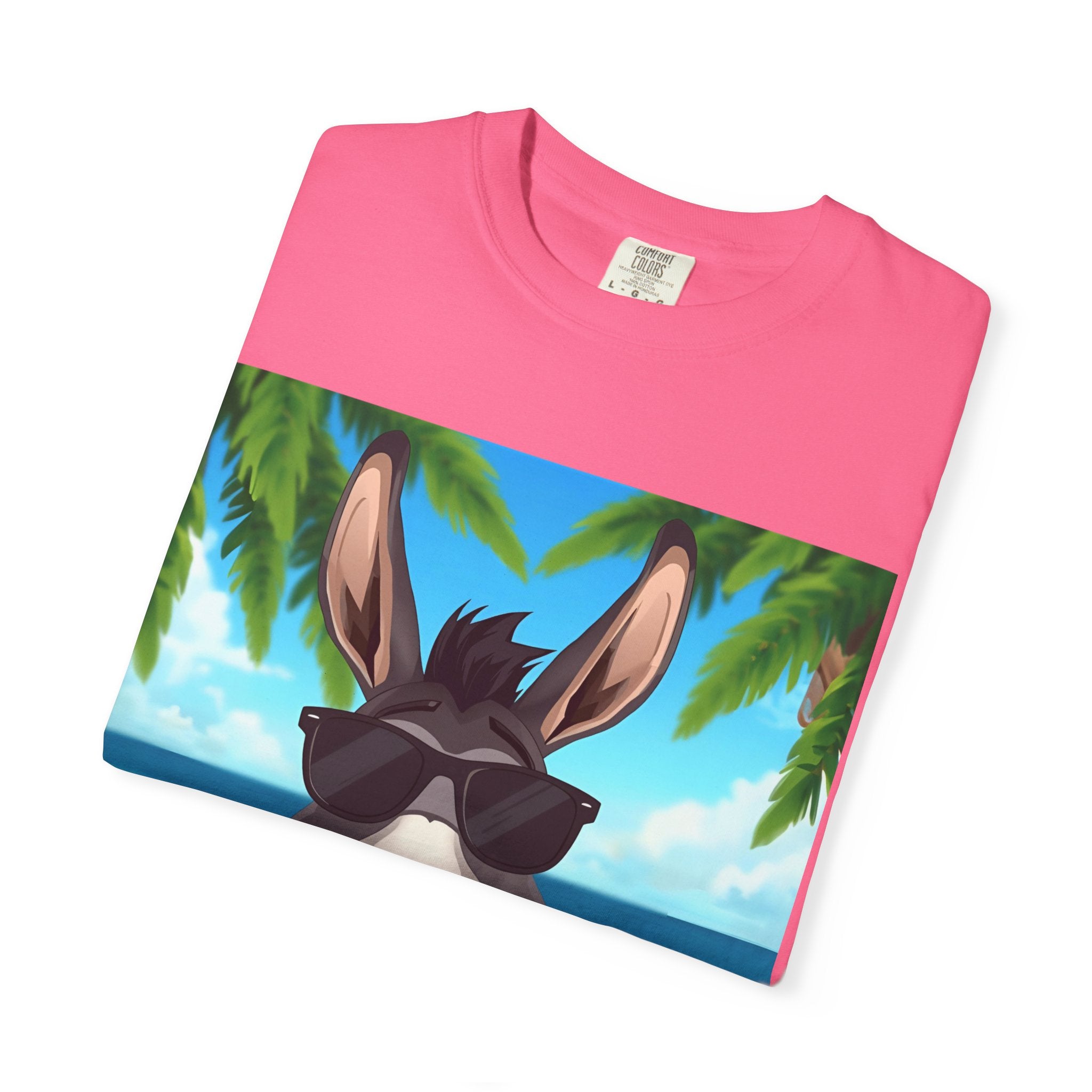 Chill Donkey Sunset T-Shirt, Unisex Summer Tee, Casual Beachwear, Gift for Animal Lovers, Fun Vacation Shirt