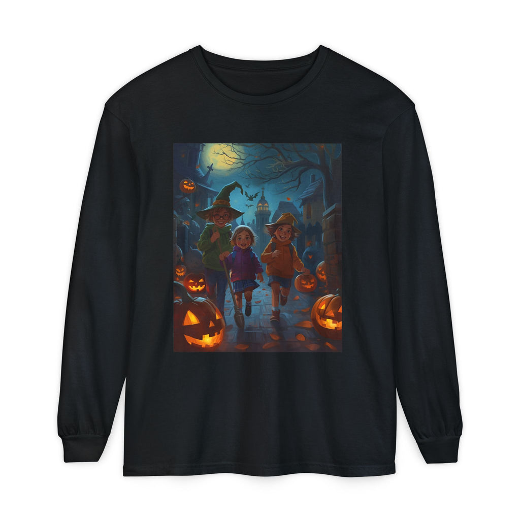 Halloween Themed Unisex Long Sleeve T-Shirt, Spooky Autumn Apparel, Trick-or-Treat Shirt, Fall Fashion, Casual Halloween Outfits