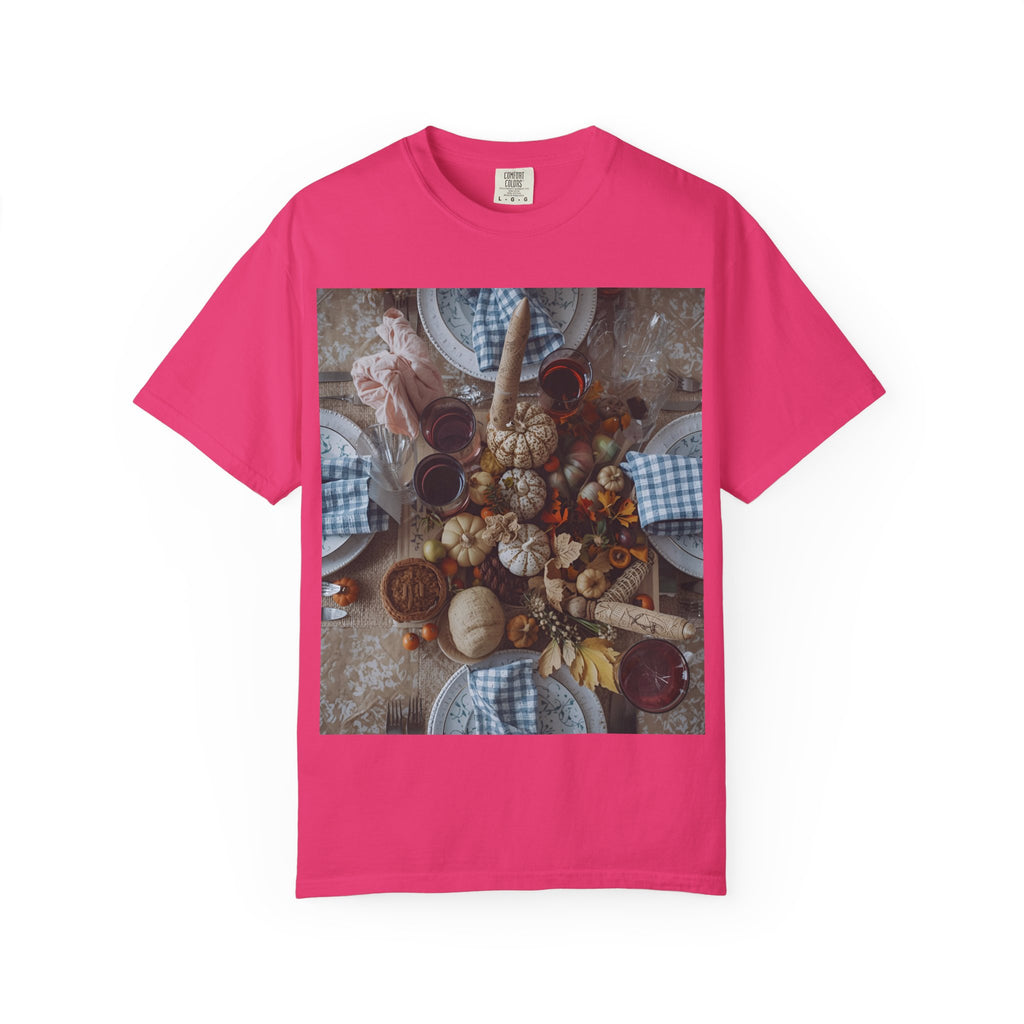 Rustic Gatherings Feast Unisex T-Shirt | Cozy Fall Apparel, Thanksgiving Casual Wear, Gift for Food Lovers, Unique Kitchen Decor, Autumn Gathering Tee