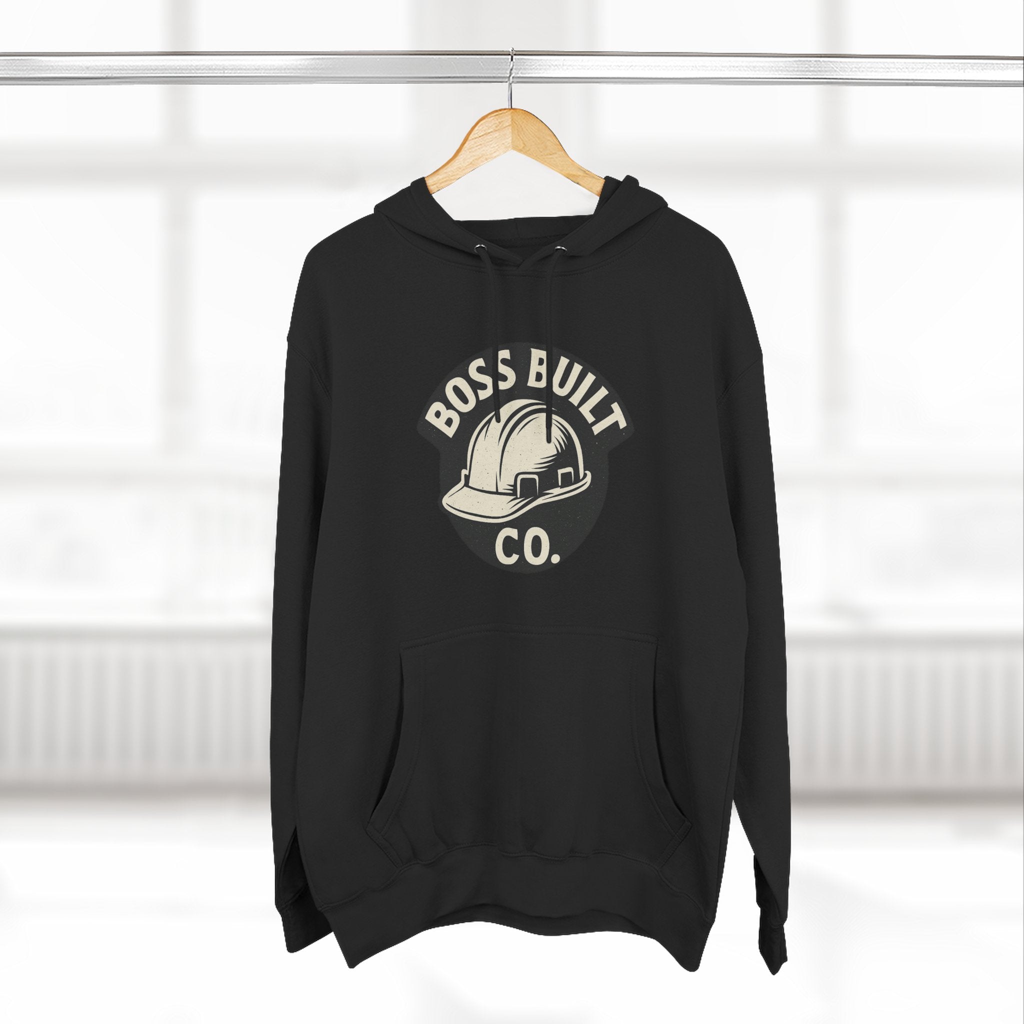 Boss Built Co. Helmet Logo Hoodie — Construction Worker Streetwear