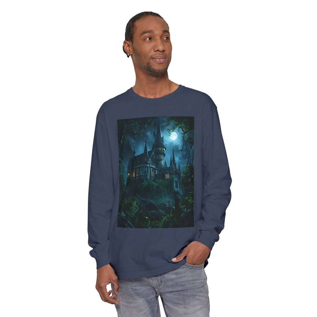 Mystical Night Scene Unisex Garment-dyed Long Sleeve T-Shirt