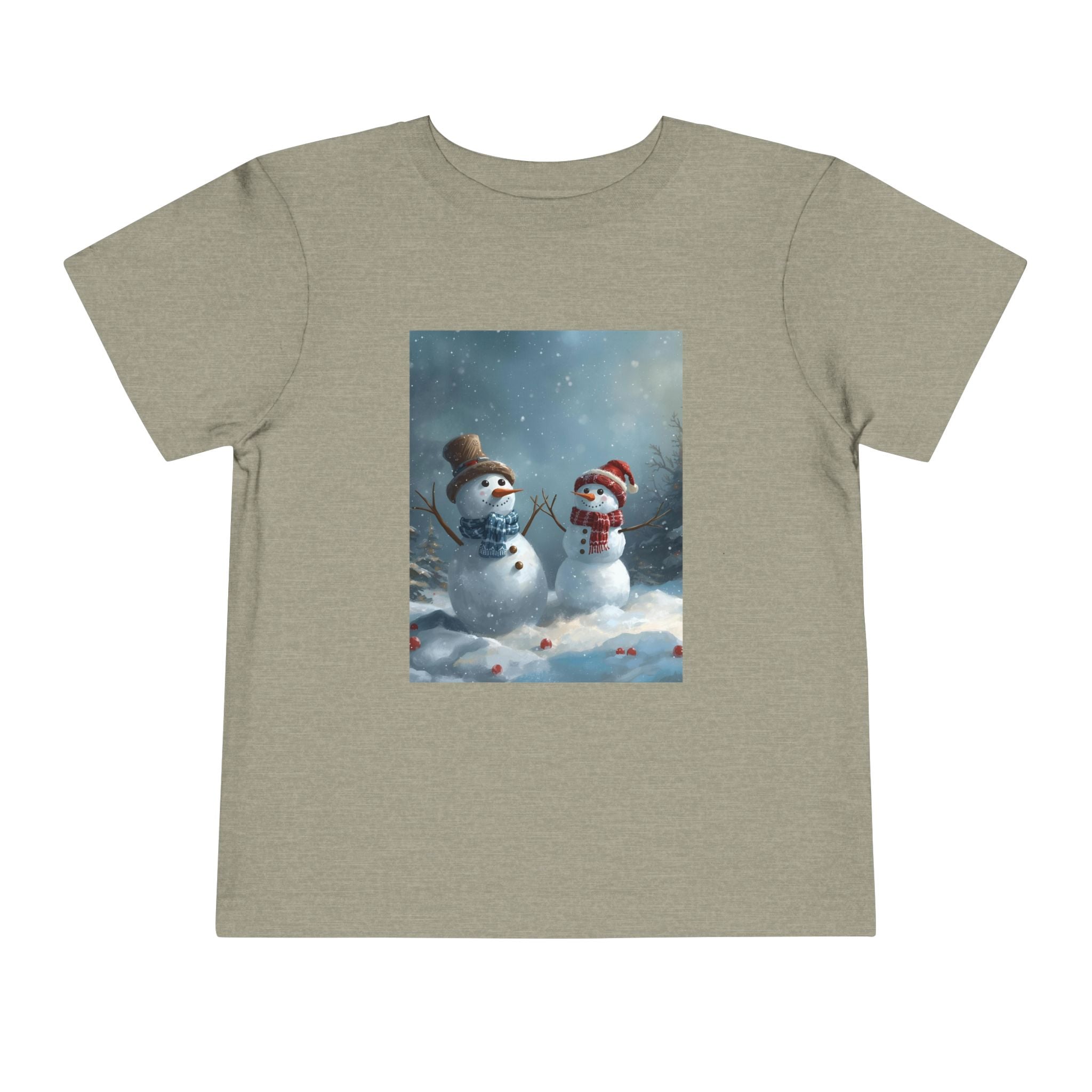 Toddler Christmas Snowman Winter Theme Tee, Cute Snowman Graphic Tee, Kids Short Sleeve Shirt, Holiday Outfit, Christmas Gift