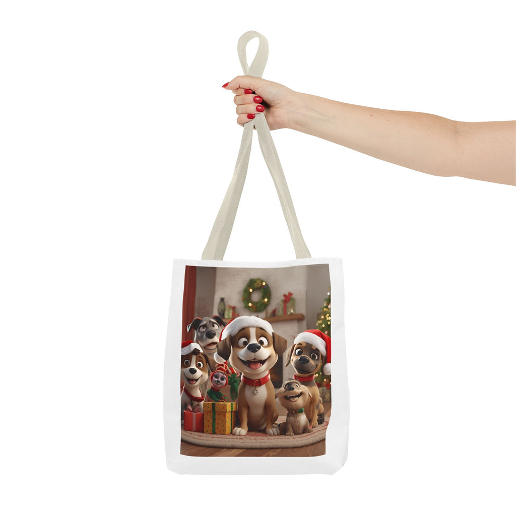 Cute Christmas Festive Dog Lovers Tote Bag, Cute Christmas Gift for Animal Lovers, Holiday Shopping, Pet Owner Accessory, Reusable Bag