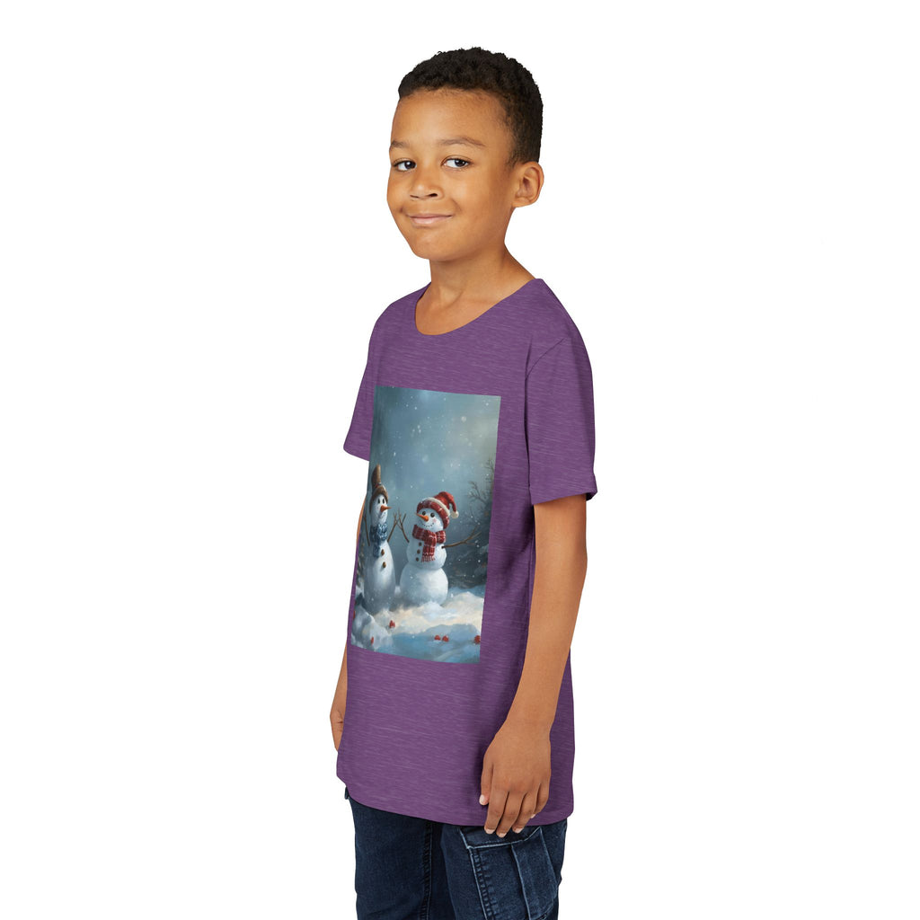Youth Christmas Snowman Tee, Winter T-Shirt, Christmas Gift, Holiday Apparel, Kids Winter Wear, Cute Snowman Design