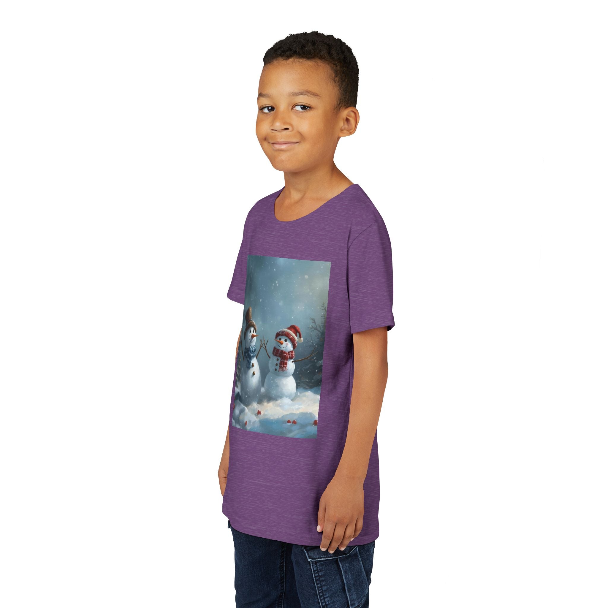 Youth Christmas Snowman Tee, Winter T-Shirt, Christmas Gift, Holiday Apparel, Kids Winter Wear, Cute Snowman Design