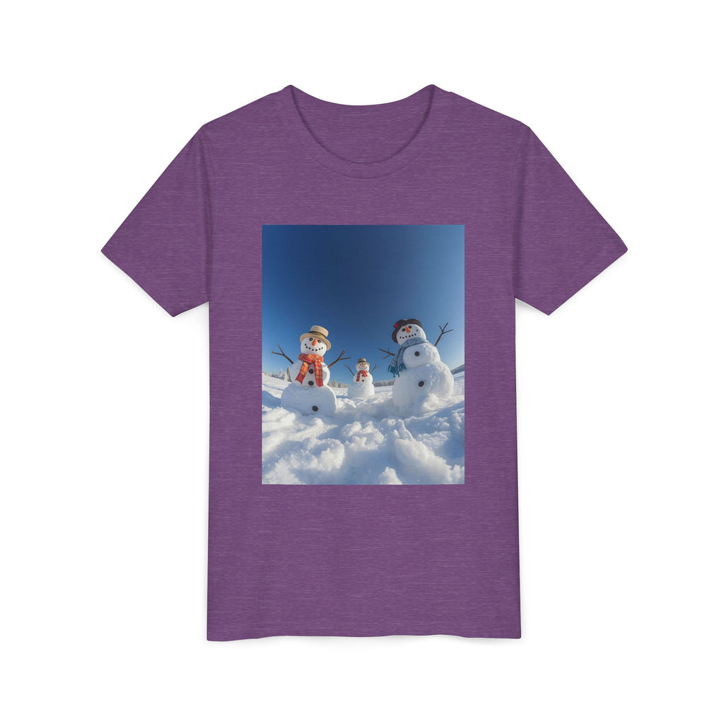 Festive Christmas Snowman Family Youth Short Sleeve Tee