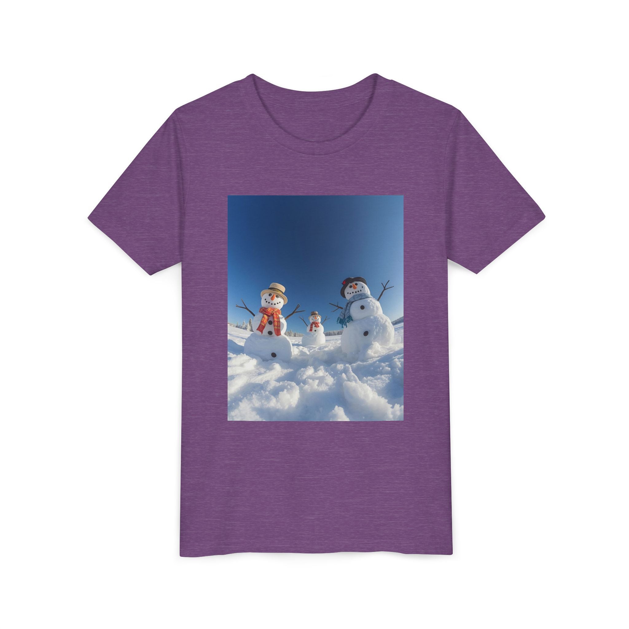 Festive Christmas Snowman Family Youth Short Sleeve Tee