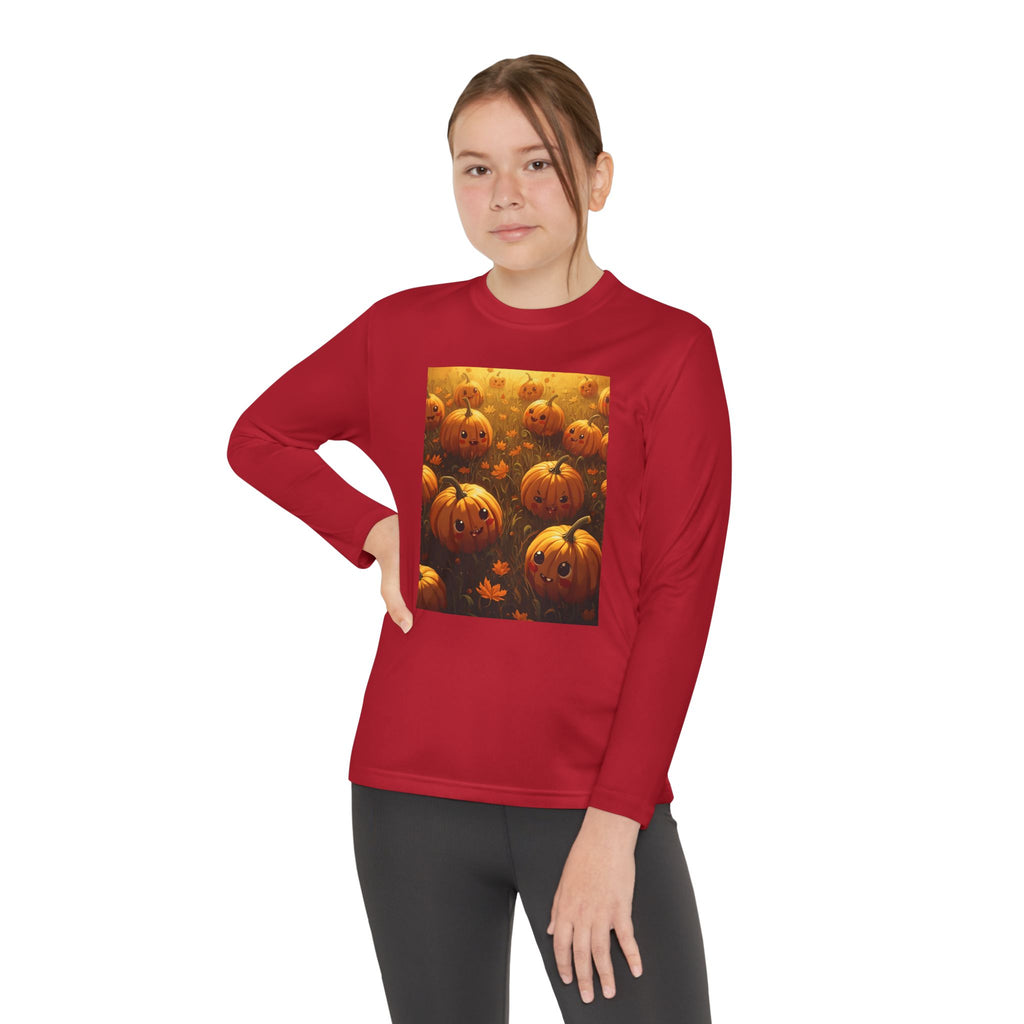 Happy Halloween Pumpkin Youth Long Sleeve Competitor Tee
