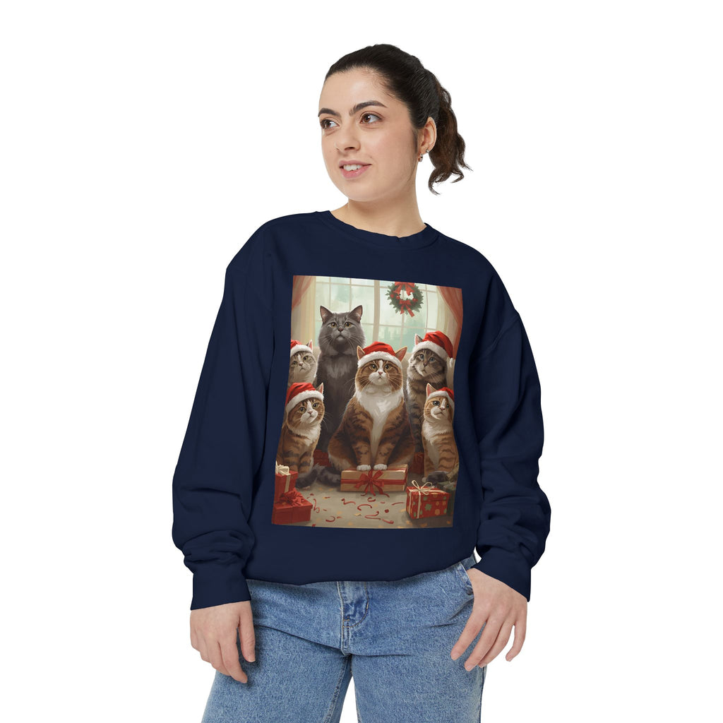 Cozy Holiday Cat Sweatshirt, Festive Sweatshirt for Cat Lovers, Christmas Gift for Pet Owners, Cute Cat Apparel, Winter Wardrobe Essential