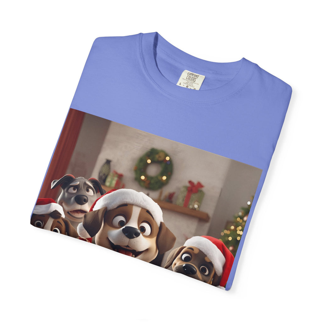 Cute Christmas Festive Dog Lovers T-Shirt | Unisex Garment-Dyed Tee for Dog Enthusiasts | Holiday Gift, Christmas Apparel, Pet Lover Shirt