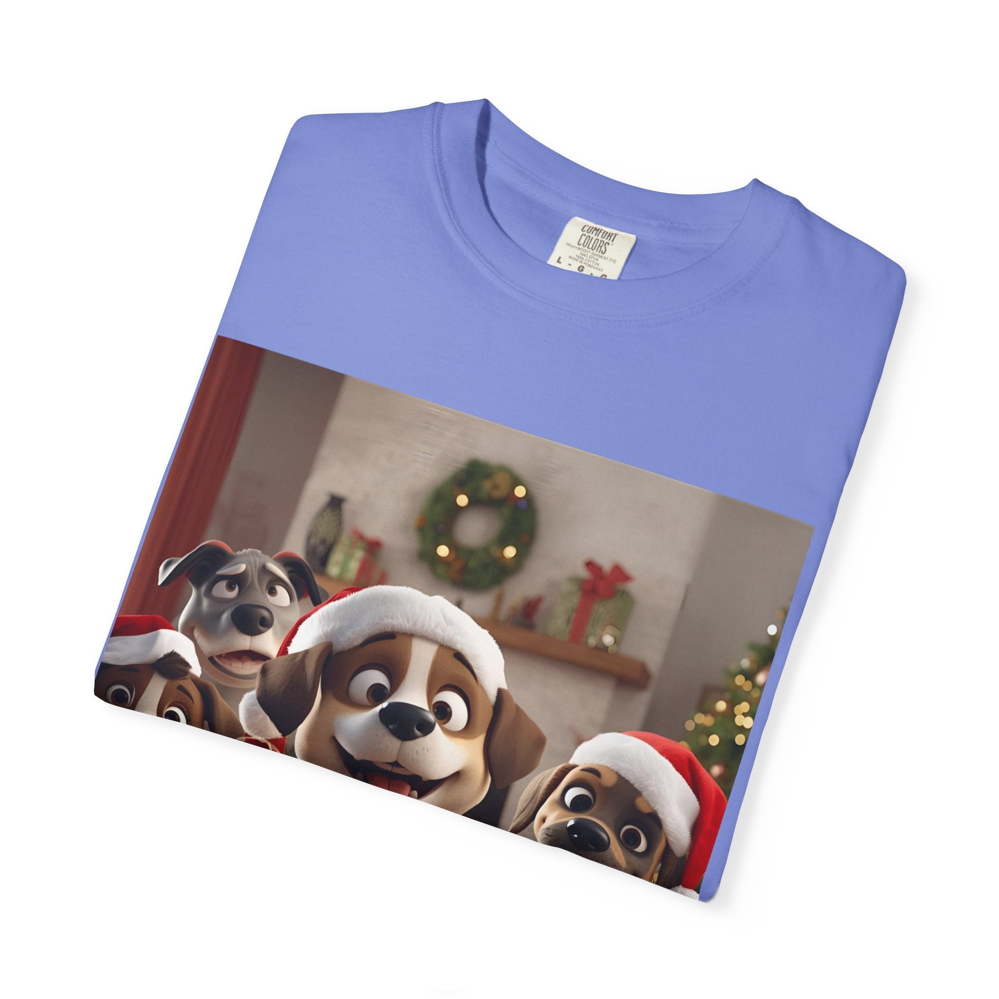Cute Christmas Festive Dog Lovers T-Shirt | Unisex Garment-Dyed Tee for Dog Enthusiasts | Holiday Gift, Christmas Apparel, Pet Lover Shirt