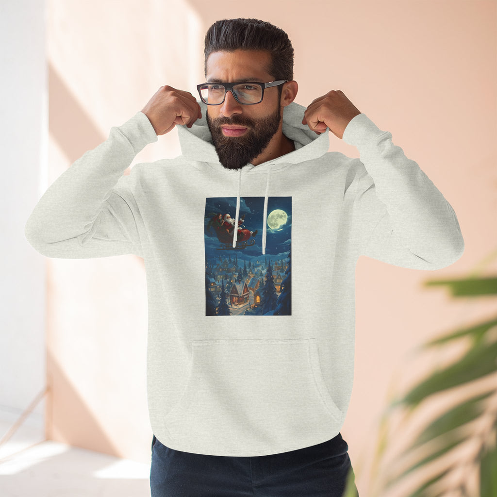 Christmas Santa Sleigh Three-Panel Fleece Hoodie