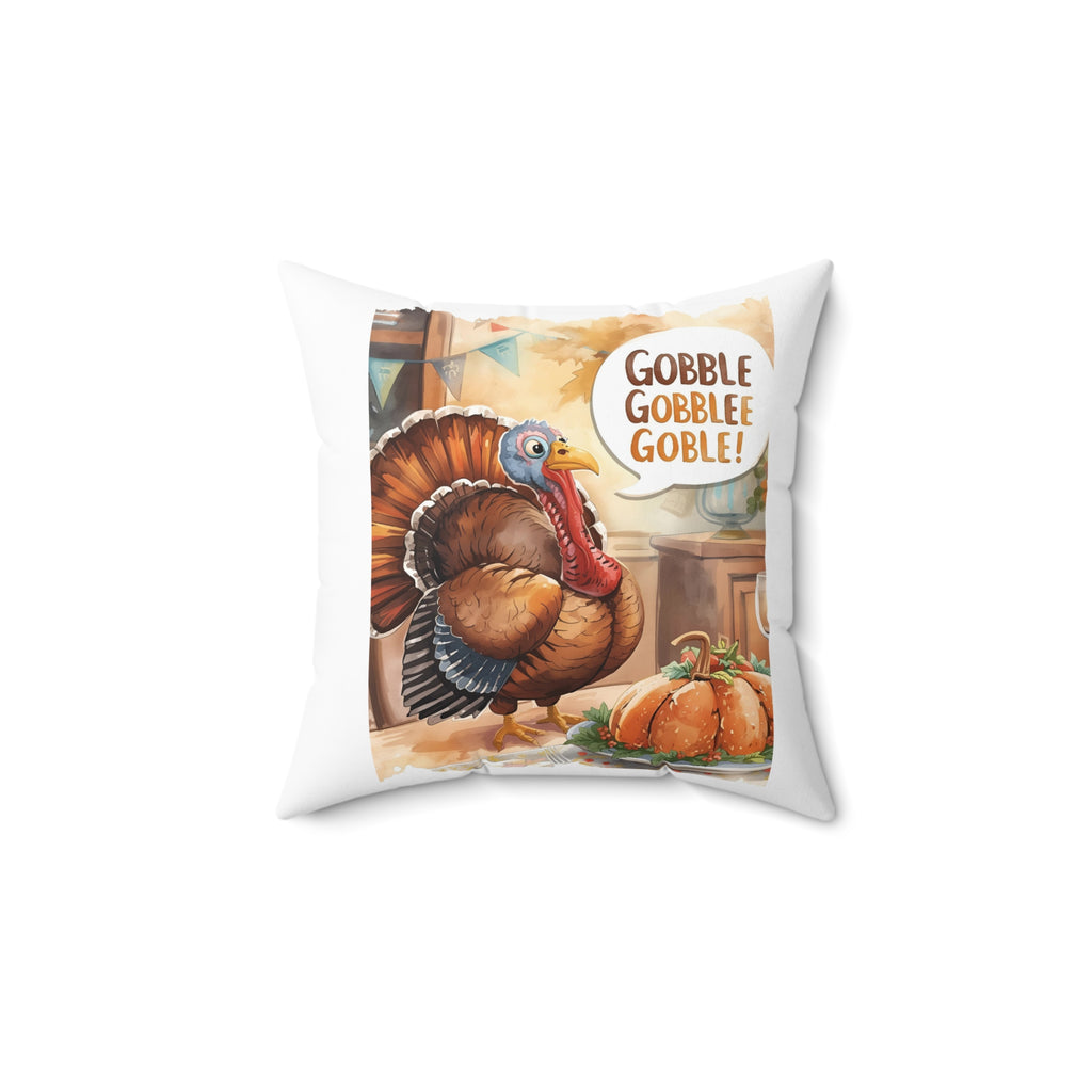 Thanksgiving Turkey Spun Polyester Square Pillow