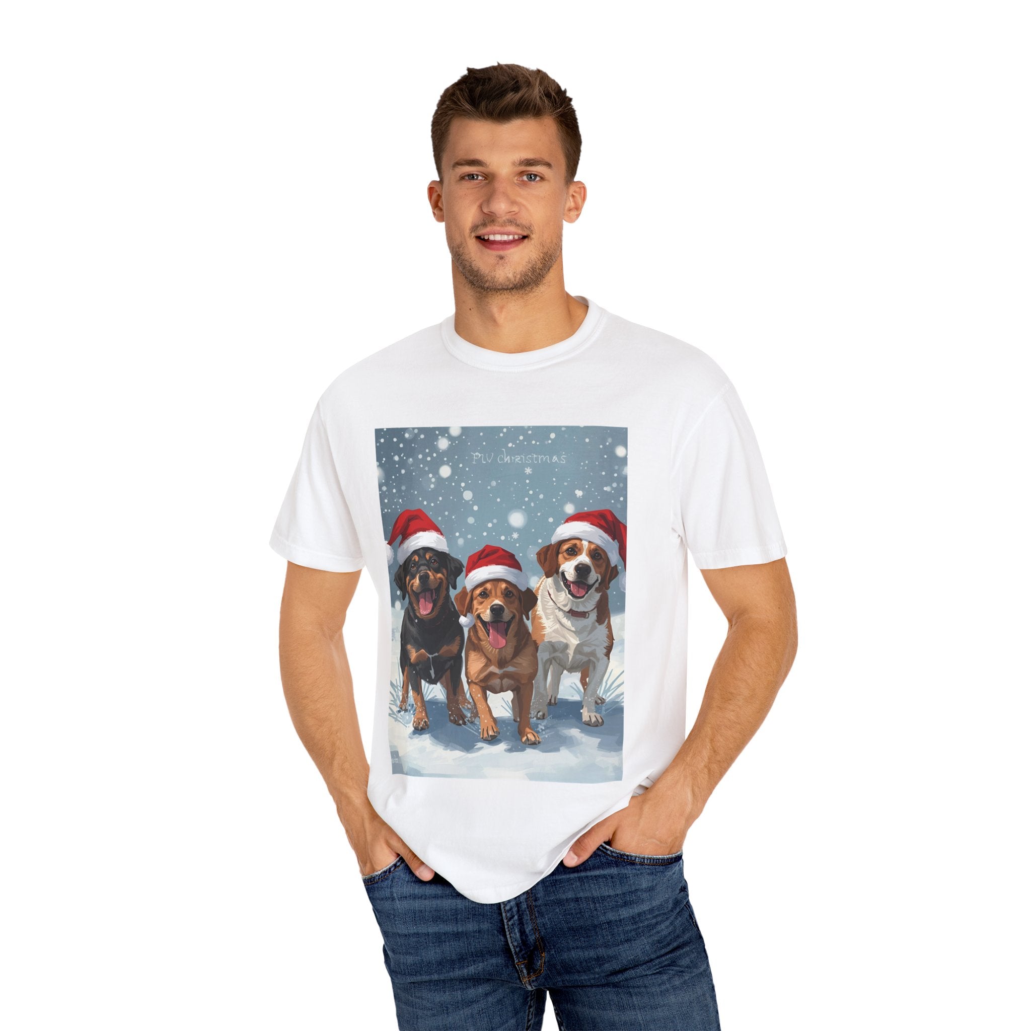 Christmas Dogs T-shirt, Holiday Pet Shirt, Gifts for Dog Lovers, Unisex Christmas Tee, Festive Dog Owner Apparel