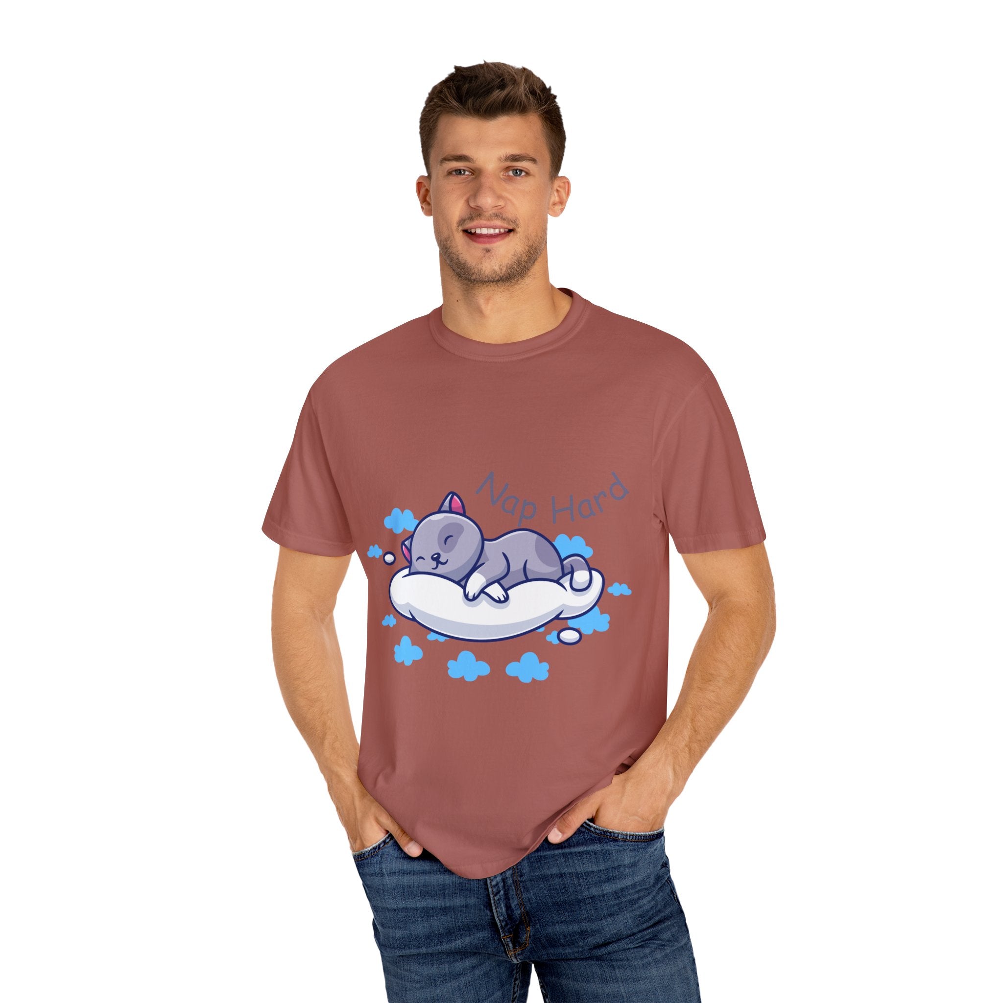 Cat Nap Graphic T-shirt, Cute Cat Tee, Relaxed Fit Apparel, Gift for Cat Lovers, Cozy Lounge Wear, Funny Pet Humor Top