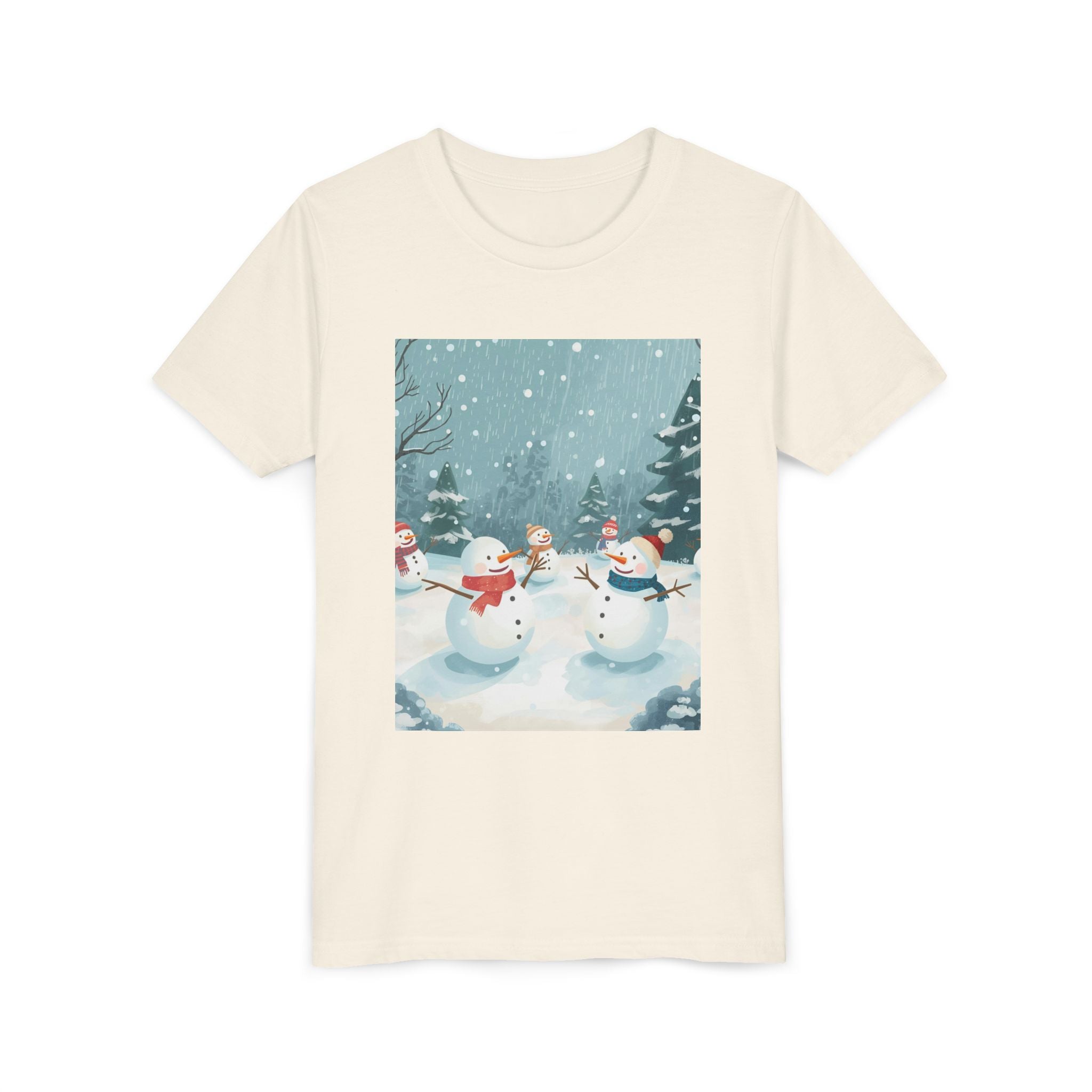 Festive Christmas Snowman Youth Short Sleeve Tee