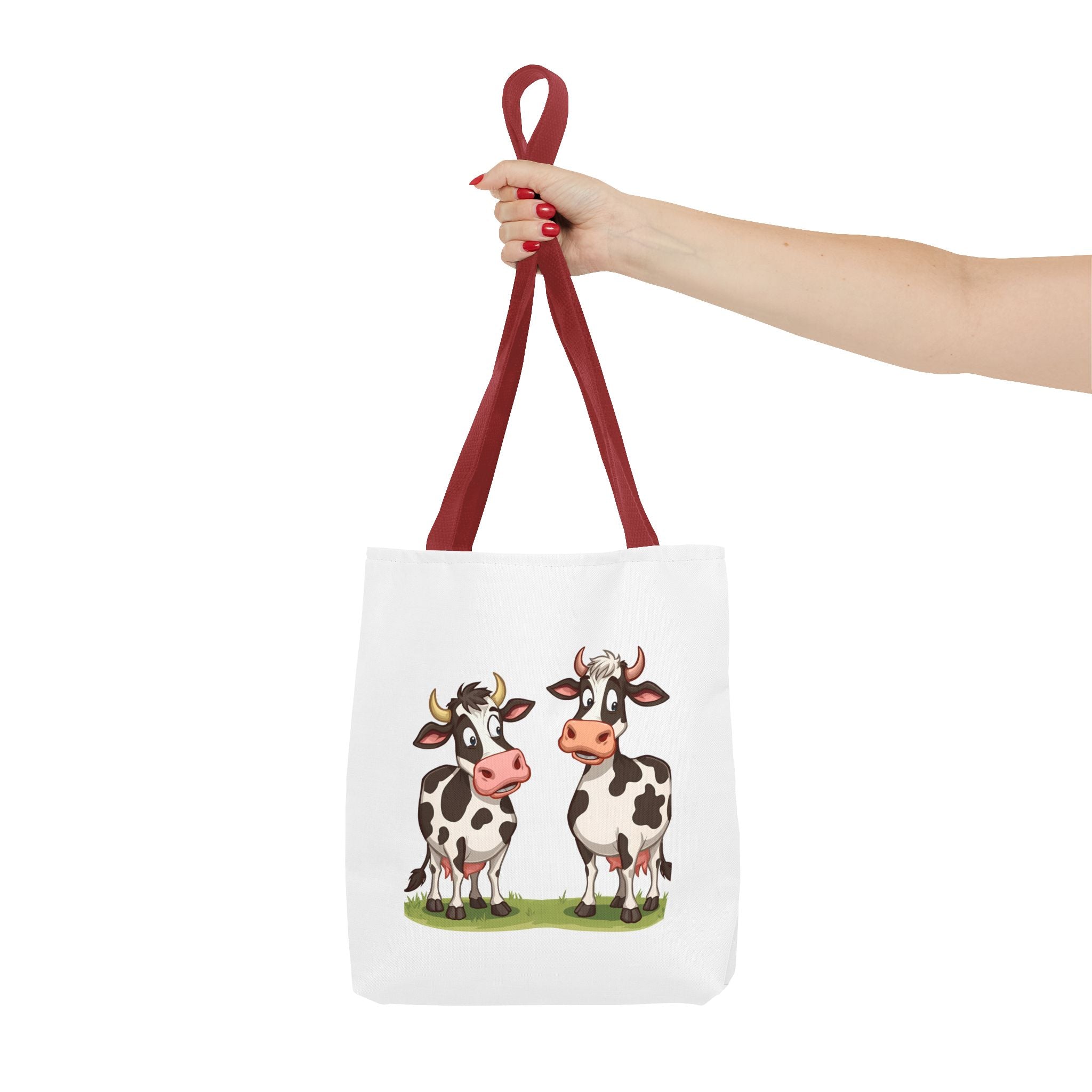Cute Cow Print Tote Bag, Reusable Shopping Bag, Farmer's Market Tote, Animal Lover Gift, Floral Cow Pattern Bag