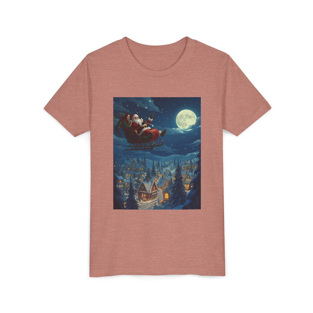 Christmas Santa Sleigh Youth Short Sleeve Tee