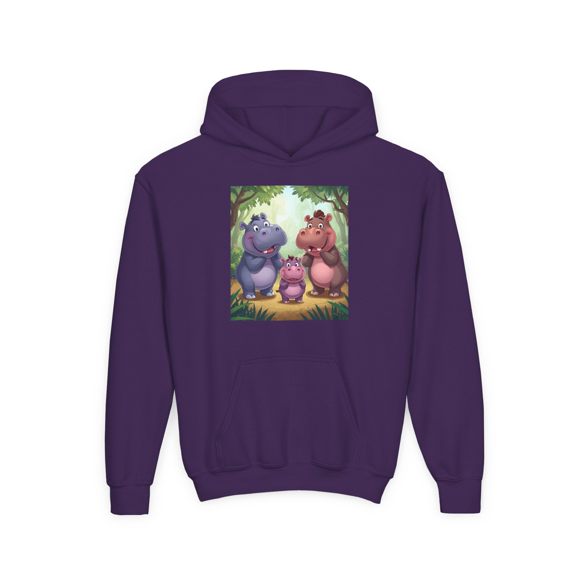 Hippo Cute Youth Heavy Blend Hooded Sweatshirt