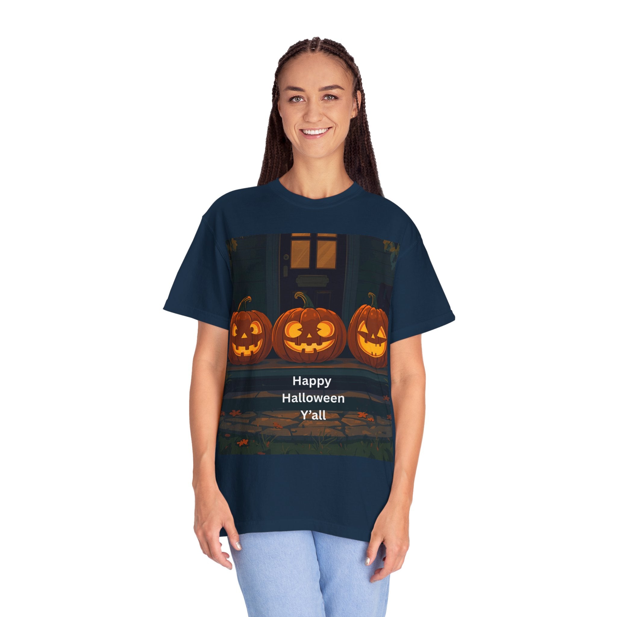Happy Halloween Pumpkin Unisex T-shirt, Spooky Season Tee, Fall Festival Shirt, Pumpkin Graphic Top, Halloween Gift for Him/Her