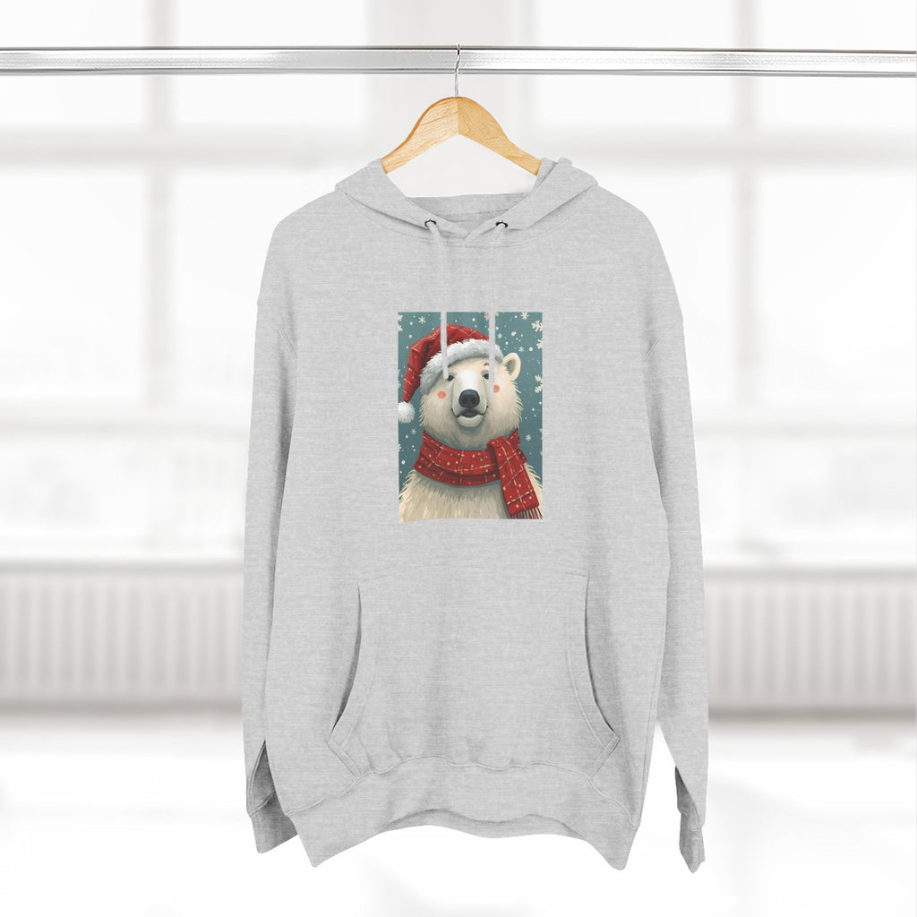 Cozy Polar Bear Holiday Hoodie, Winter Fleece Sweatshirt, Christmas Gift, Cute Animal Hoodie, Festive Apparel, Seasonal Wear