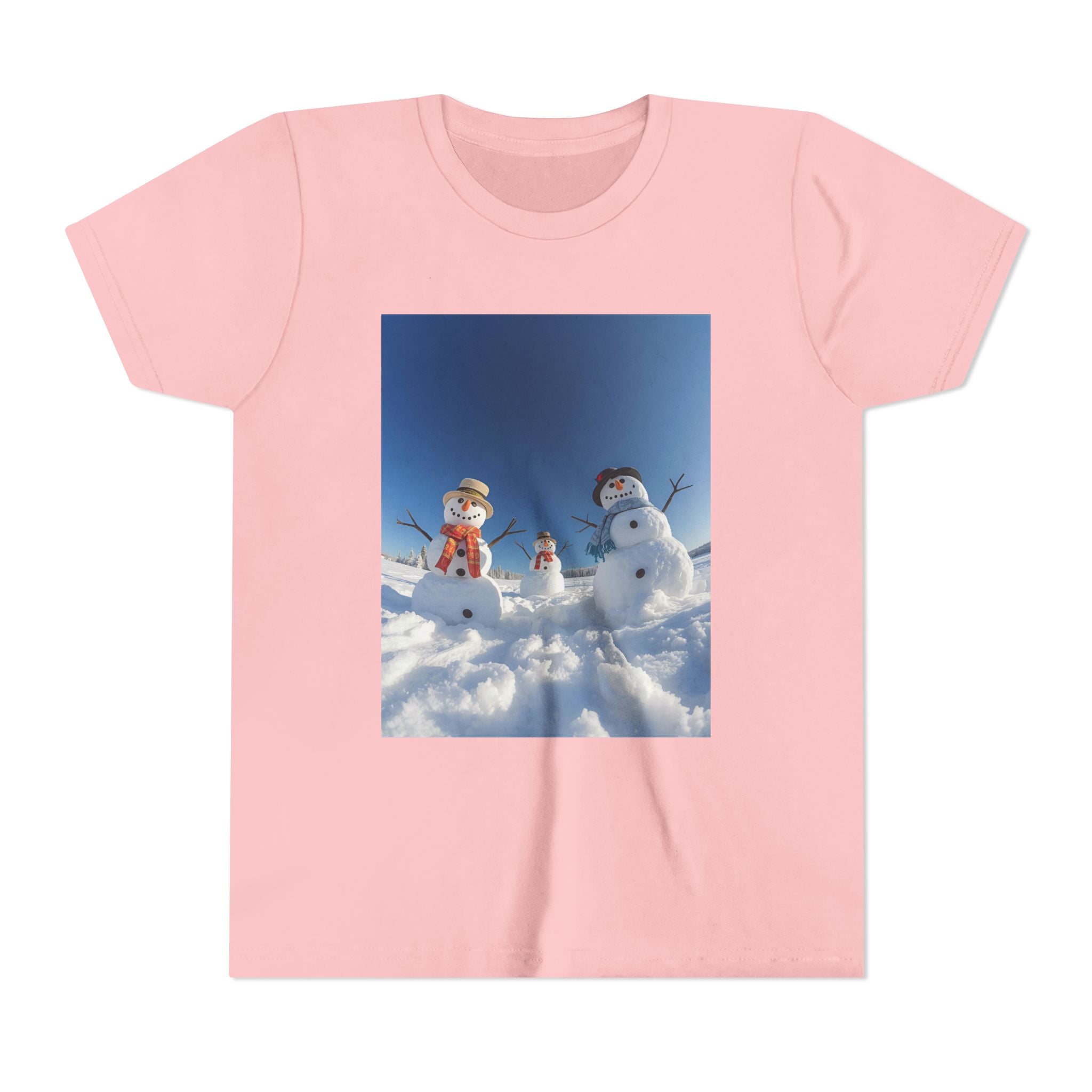 Festive Christmas Snowman Family Youth Short Sleeve Tee