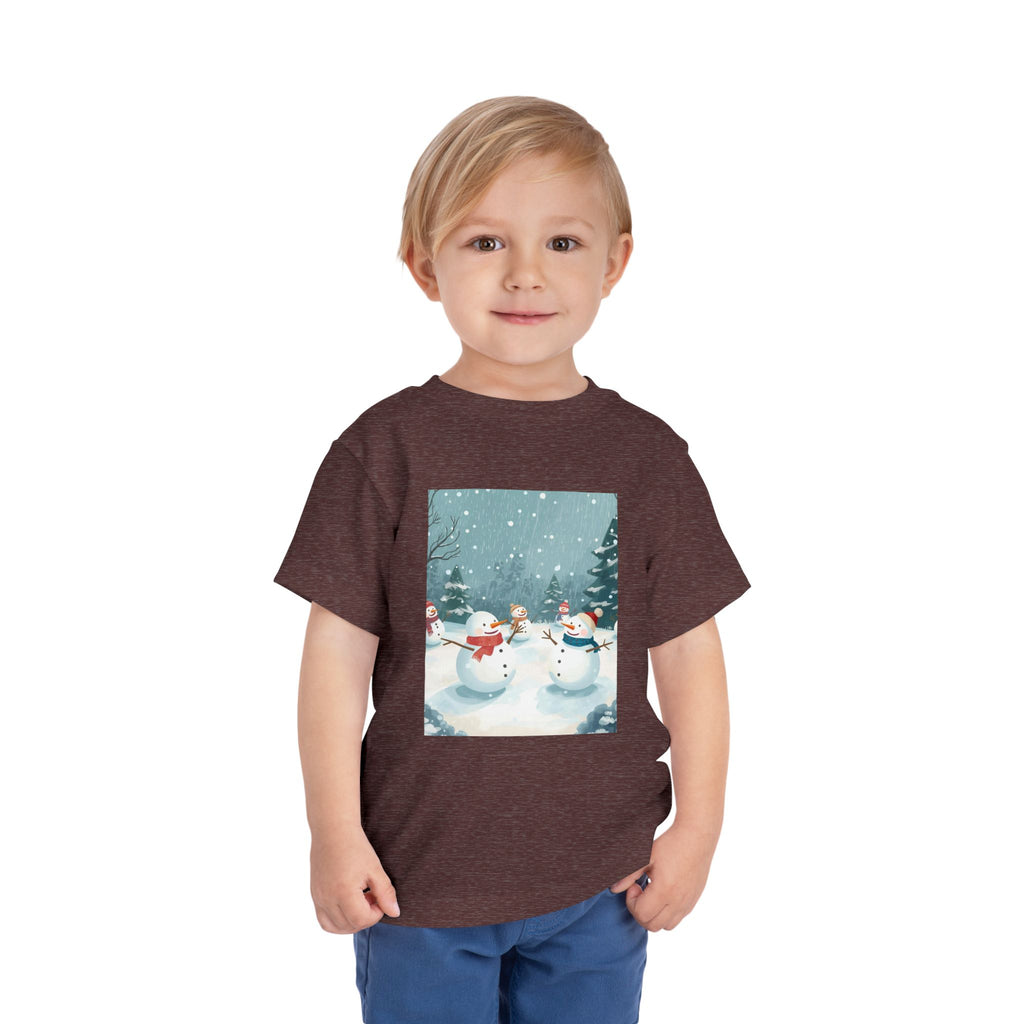Festive Christmas Snowman Toddler Short Sleeve Tee
