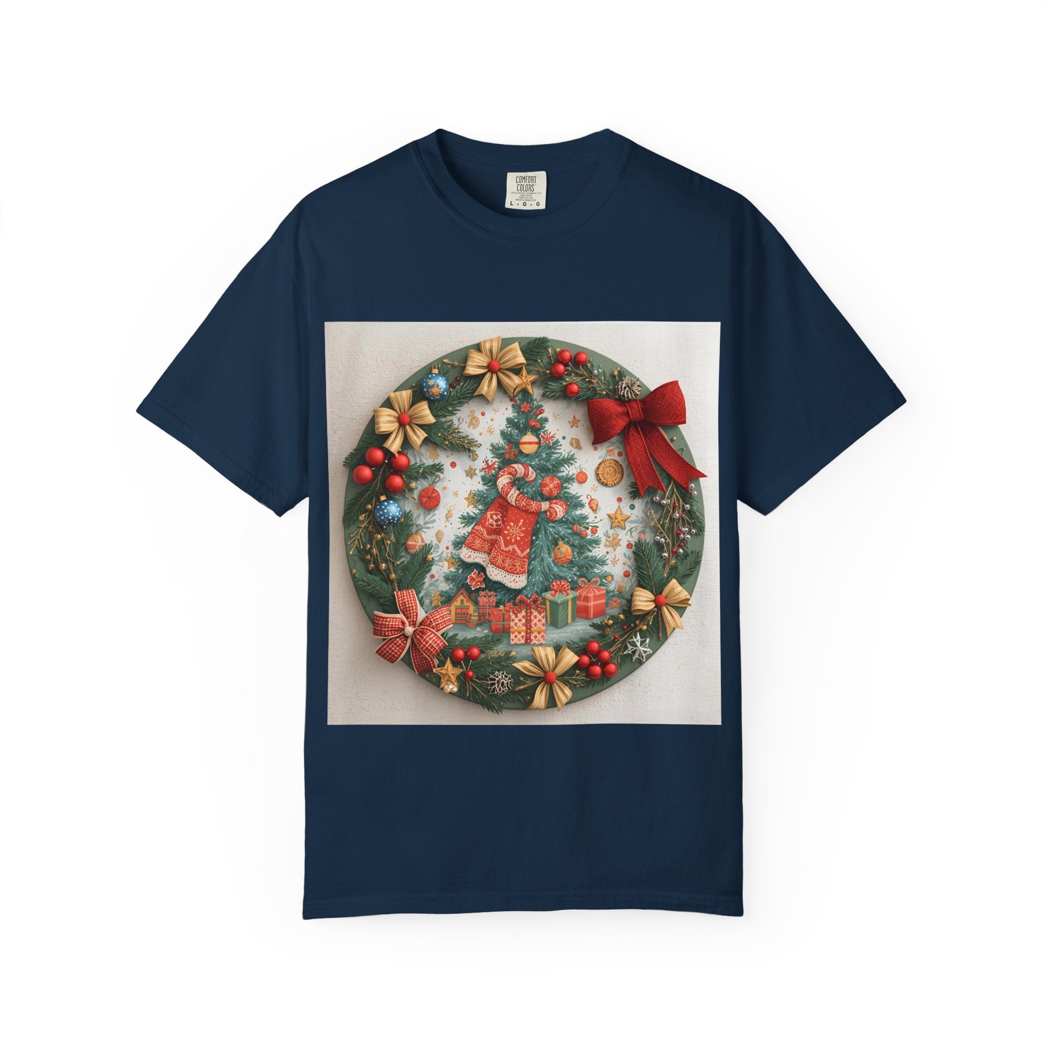 Christmas Wreath Festive Holiday T-Shirt, Christmas Tee, Seasonal Wear, Gift for Him/Her, Cute Xmas Shirt, Unisex Holiday Apparel